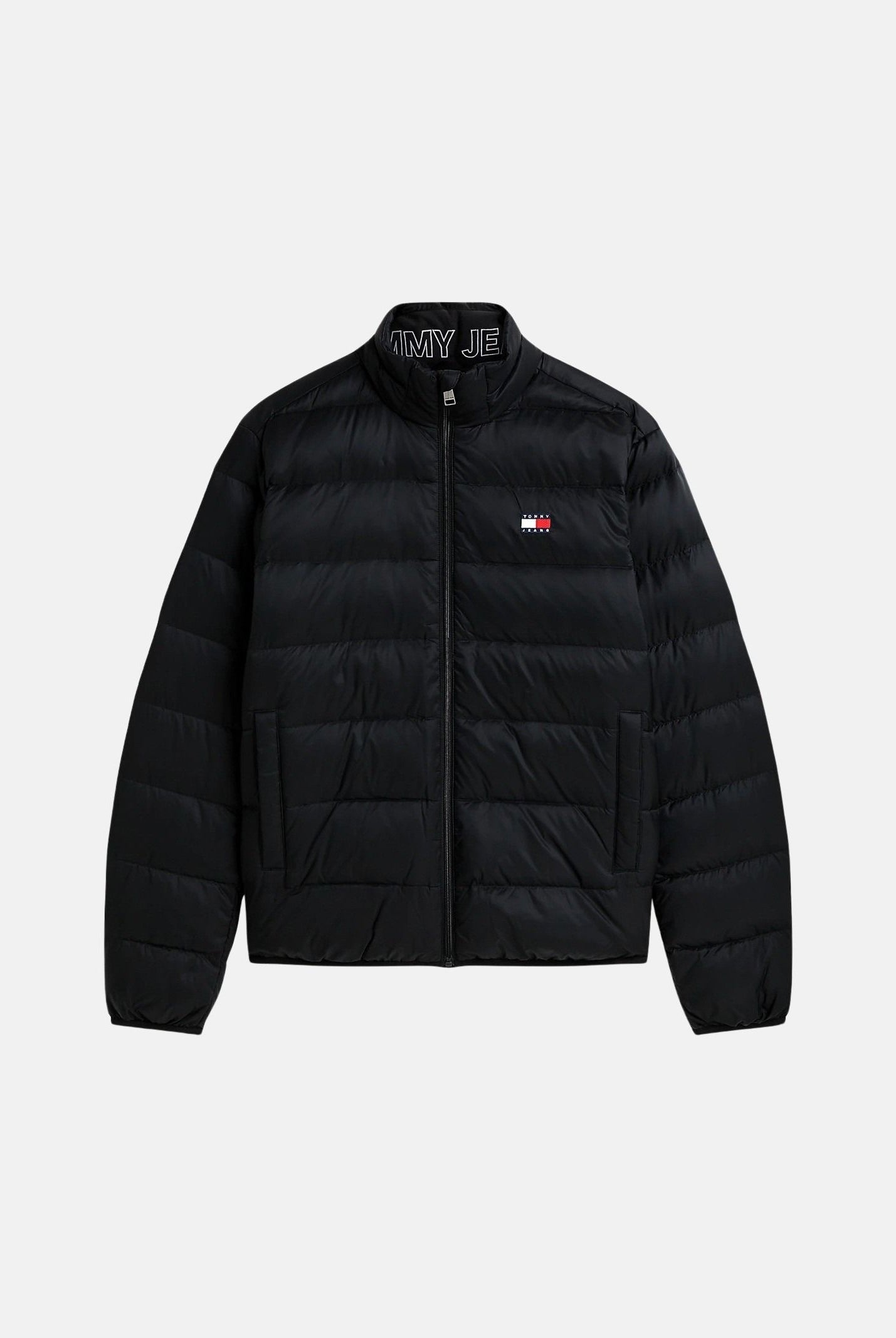 TOMMY JEANS Giubbotto Piumino relaxed fit leggero ripiegabile in ripstop black nero, da uomo DM0DM23231 BDS TOMMY JEANS