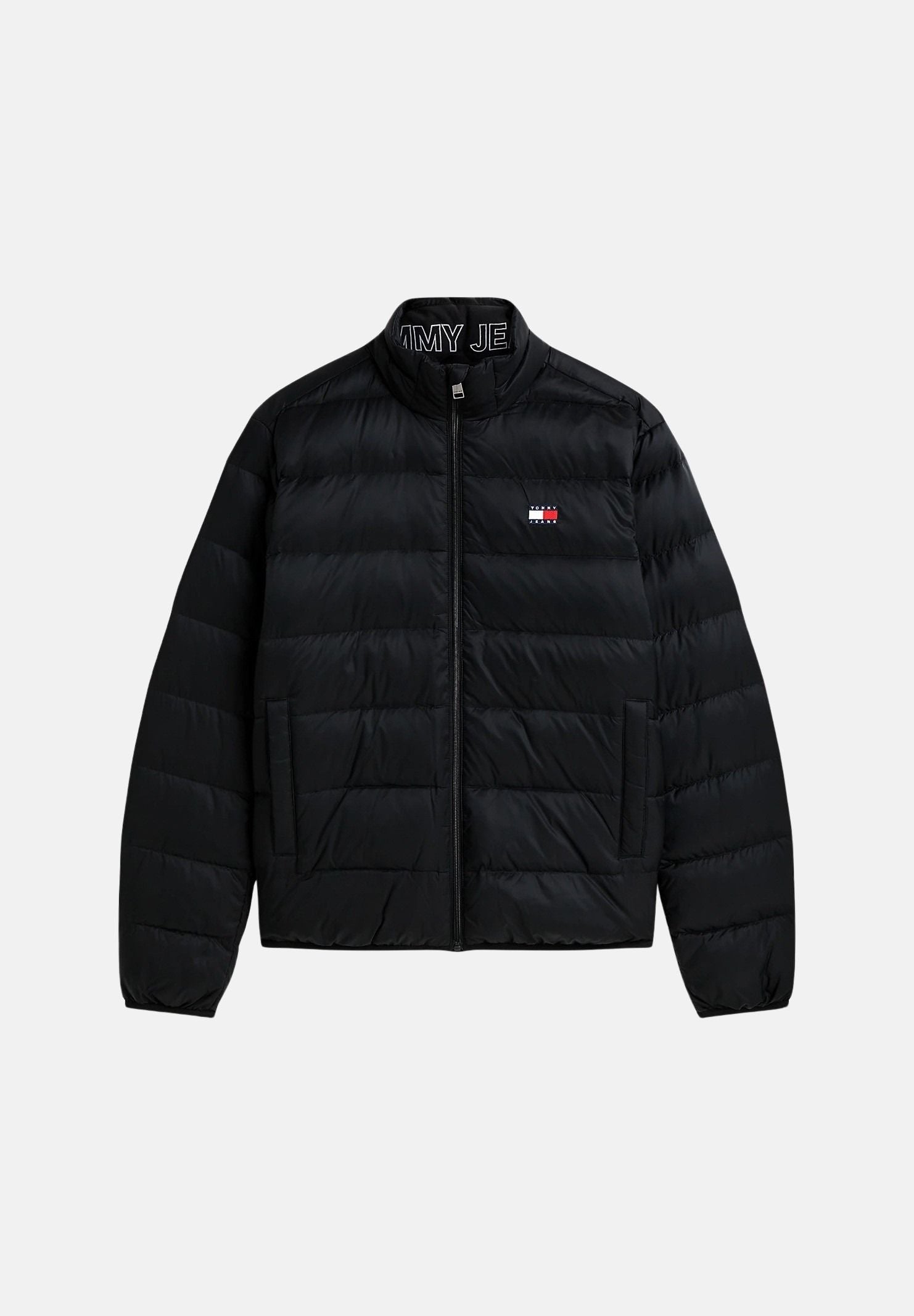 TOMMY JEANS Giubbotto Piumino relaxed fit leggero ripiegabile in ripstop black nero, da uomo DM0DM23231 BDS TOMMY JEANS