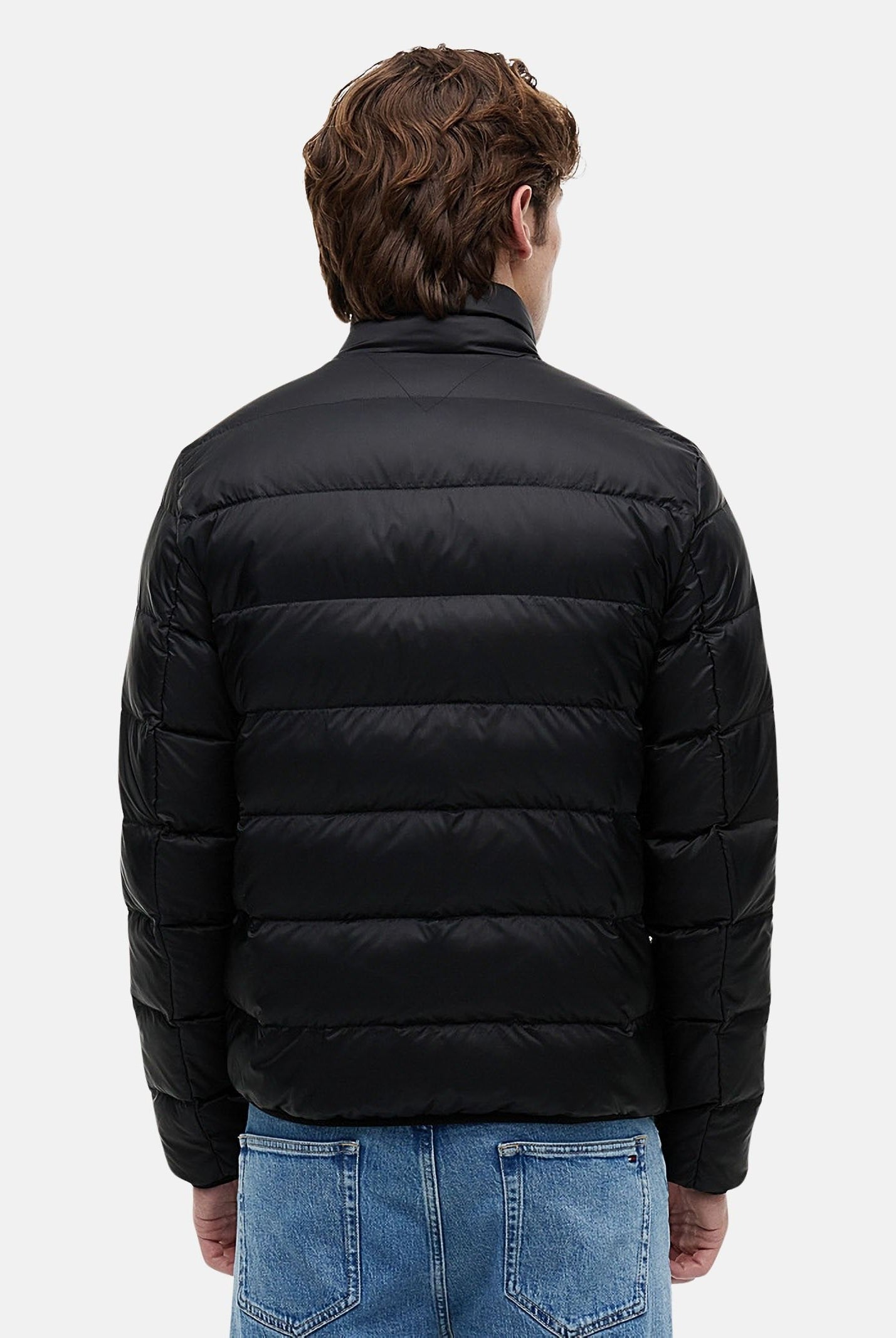 TOMMY JEANS Giubbotto Piumino relaxed fit leggero ripiegabile in ripstop black nero, da uomo DM0DM23231 BDS TOMMY JEANS