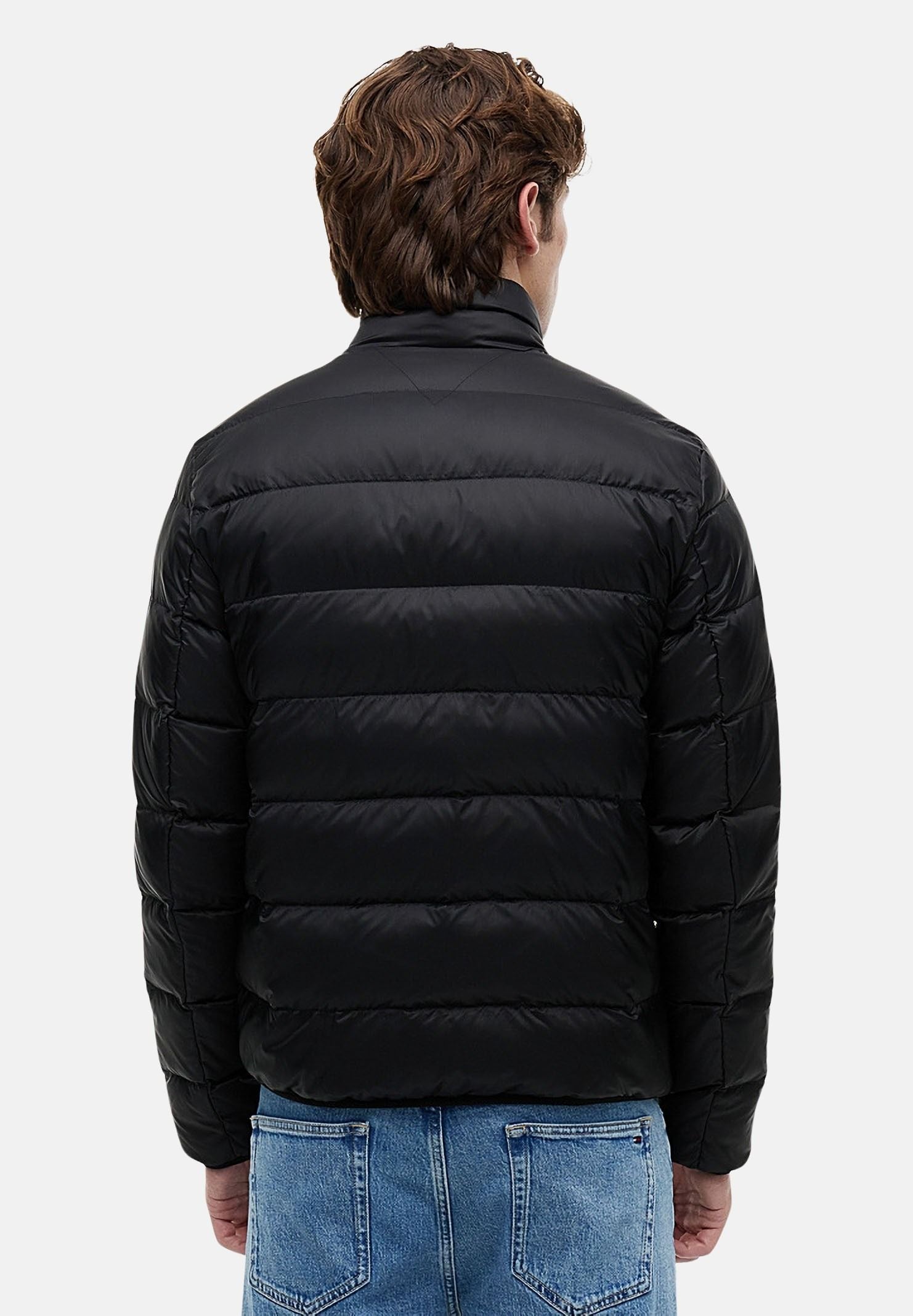 TOMMY JEANS Giubbotto Piumino relaxed fit leggero ripiegabile in ripstop black nero, da uomo DM0DM23231 BDS TOMMY JEANS
