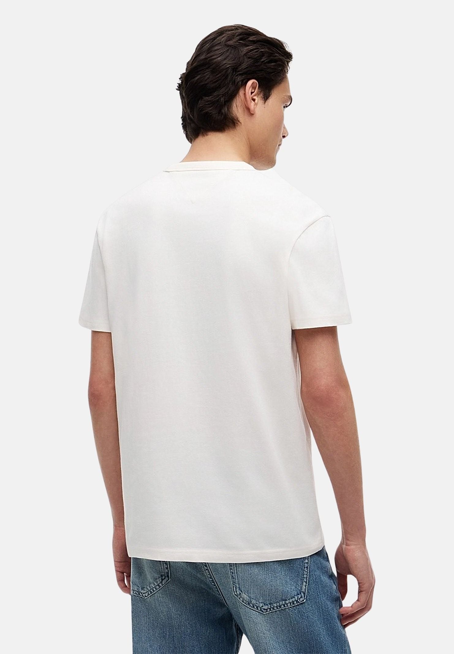 TOMMY JEANS T-shirt GLOBAL STRIPE ancient white bianco, da uomo<BR/> DM0DM23245 YBH TOMMY JEANS