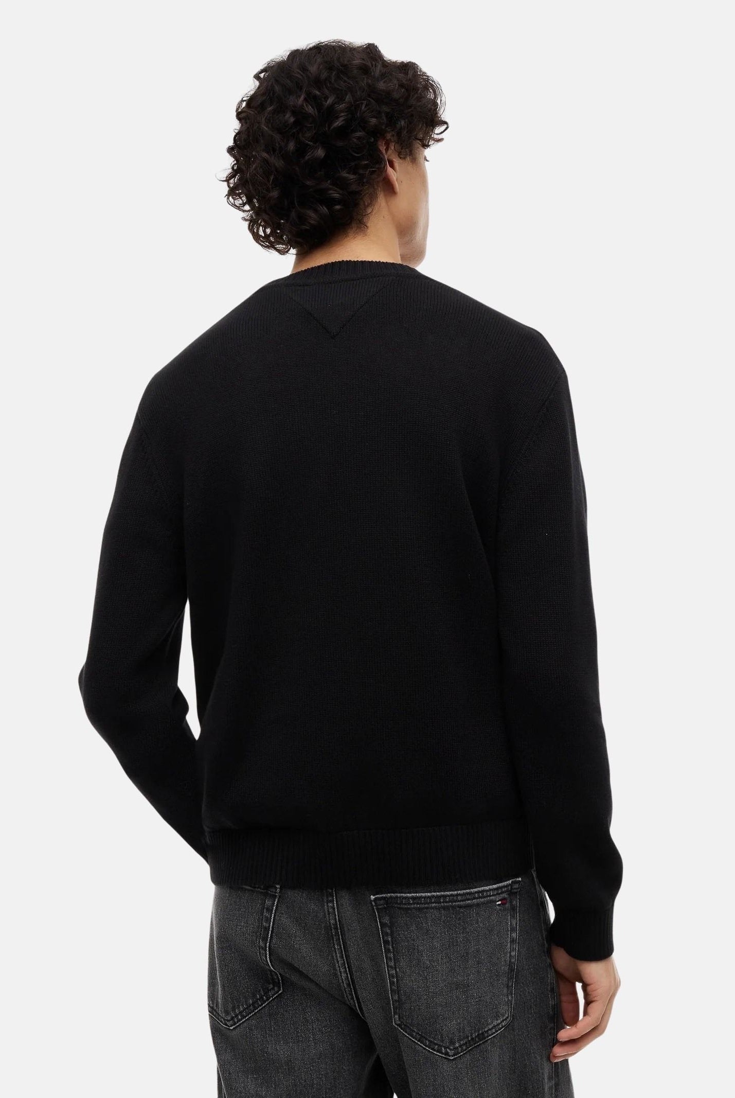 TOMMY JEANS Maglione FLAG LOGO CREWNECK nero da uomo<BR/> DM0DM23413 BDS TOMMY JEANS