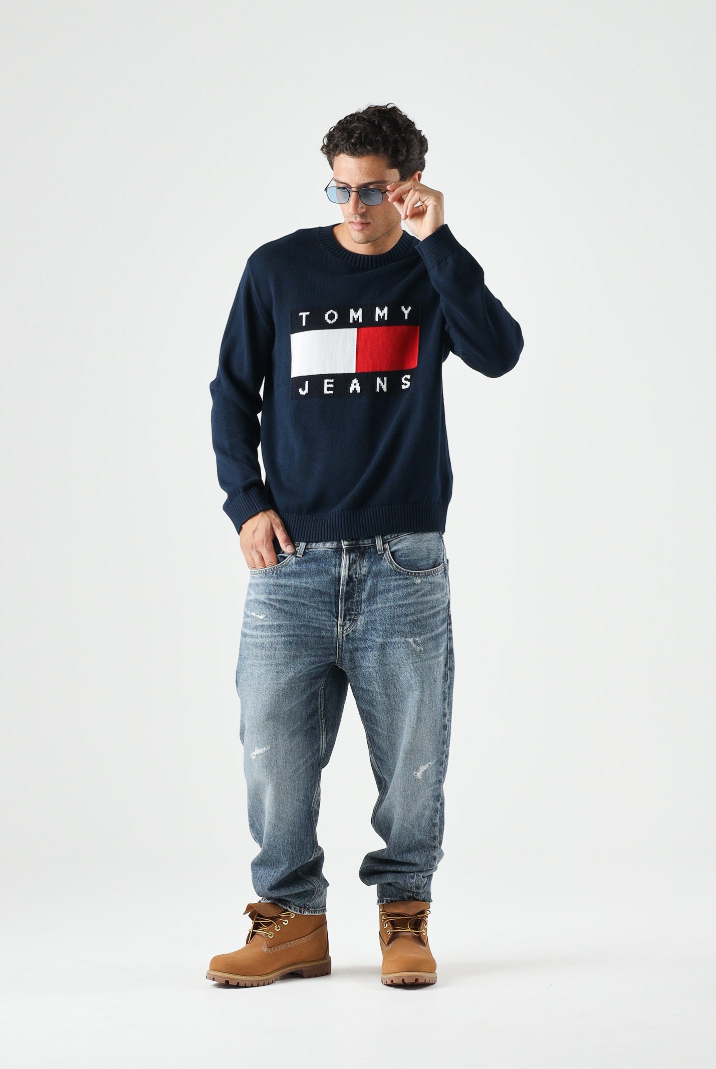 TOMMY JEANS Maglione girocoll Dark Night Navy, blu scuro da uomo DM0DM23413 C1G TOMMY JEANS