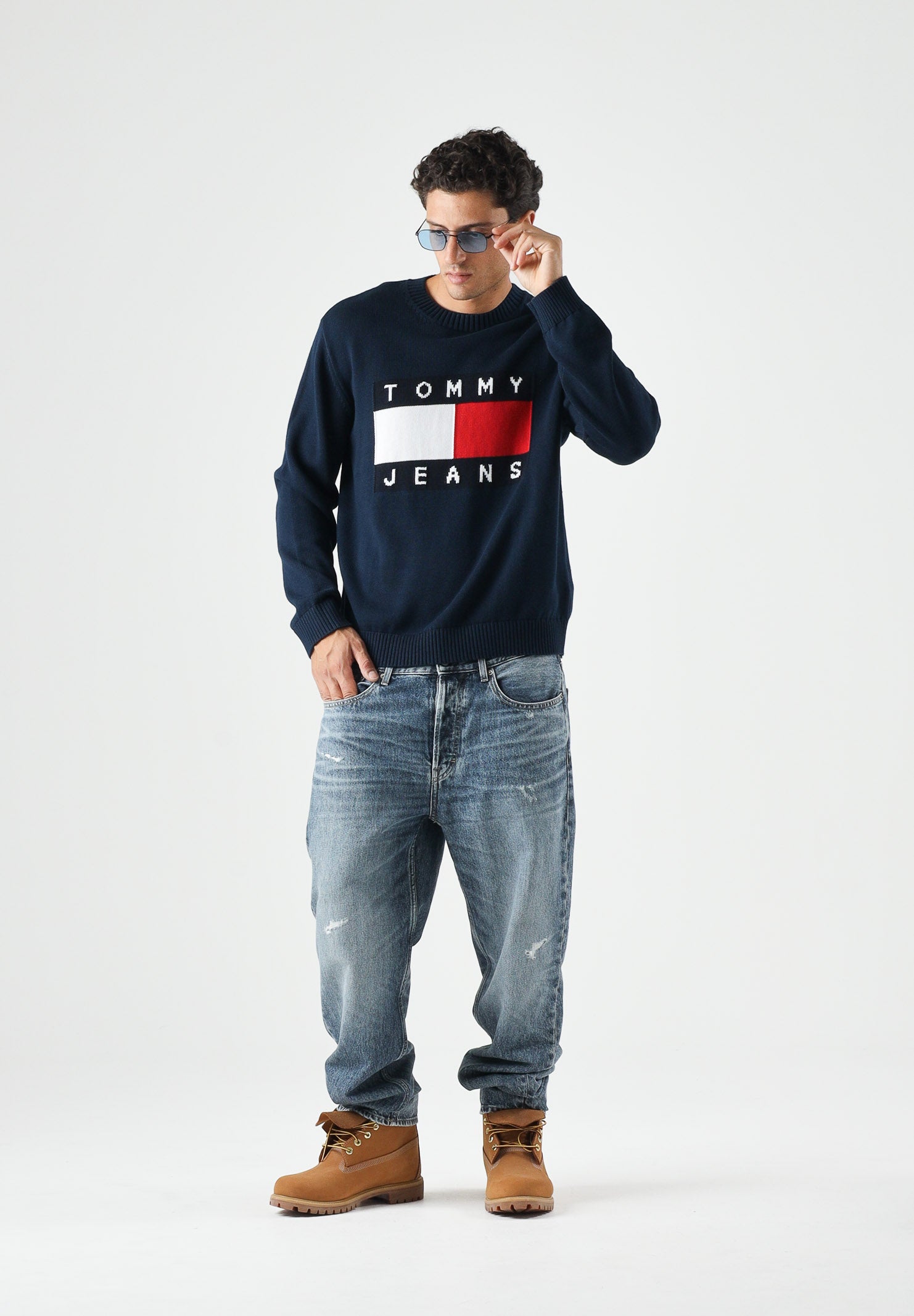 TOMMY JEANS Maglione girocoll Dark Night Navy, blu scuro da uomo DM0DM23413 C1G TOMMY JEANS