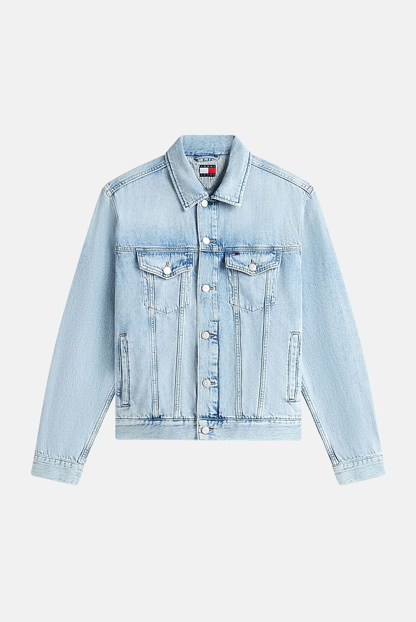 TOMMY JEANS Giubbotto Giacca RYAN in denim color basic blu da uomo<BR/> DM0DM23657 1AB TOMMY JEANS