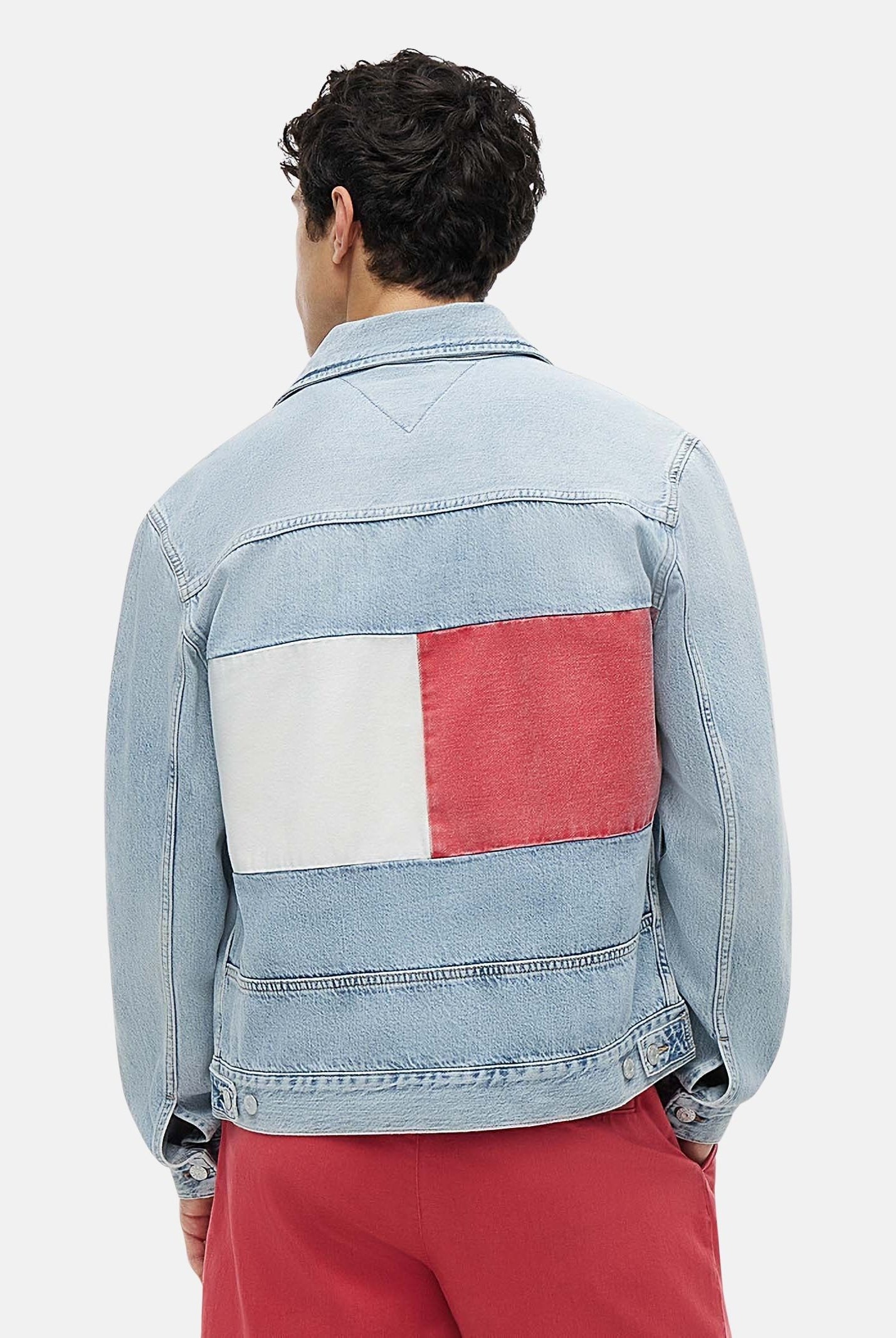 TOMMY JEANS Giubbotto Giacca RYAN in denim color basic blu da uomo<BR/> DM0DM23657 1AB TOMMY JEANS