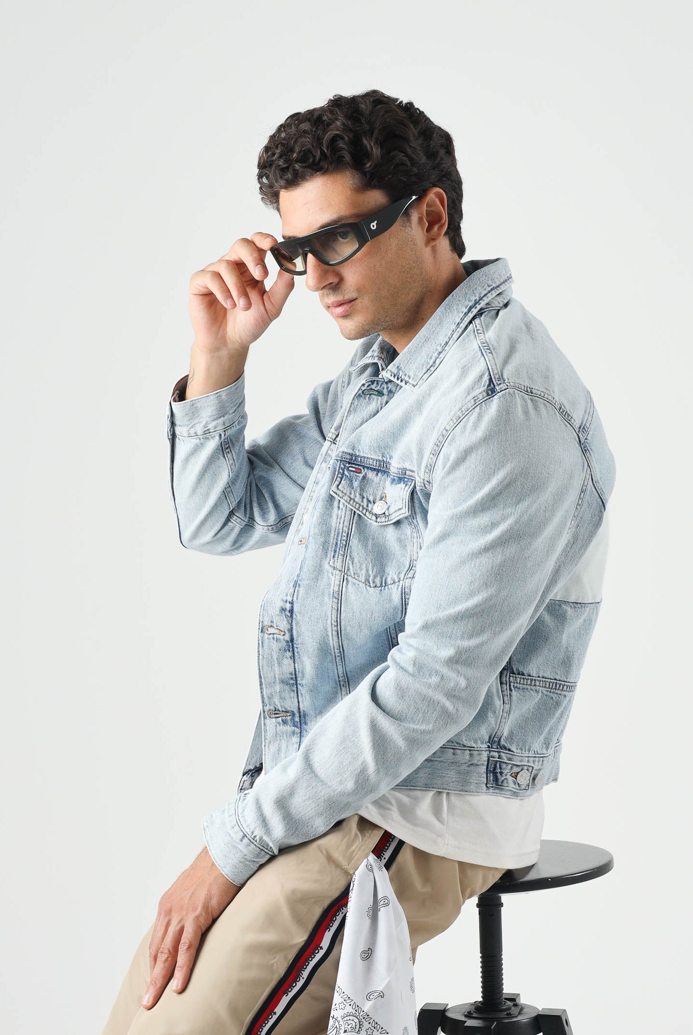 TOMMY JEANS Giubbotto Giacca RYAN in denim color basic blu da uomo<BR/> DM0DM23657 1AB TOMMY JEANS