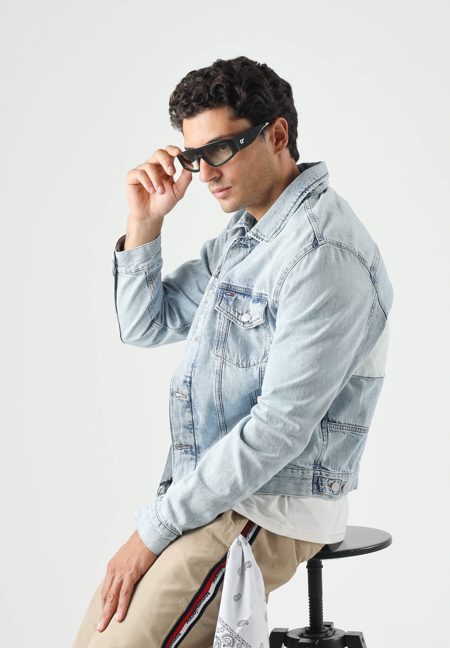 TOMMY JEANS Giubbotto Giacca RYAN in denim color basic blu da uomo<BR/> DM0DM23657 1AB TOMMY JEANS