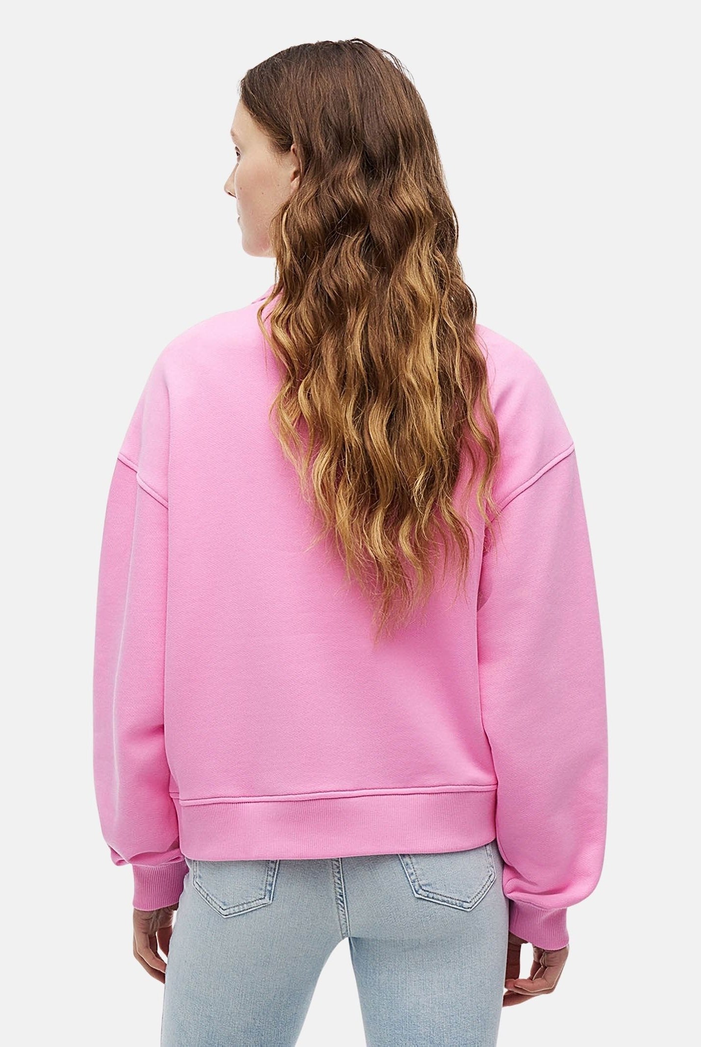 TOMMY JEANS Felpa squadrata con distintivo Tommy Pink Daisy rosa, donna. DW0DW17325 TOU TOMMY JEANS
