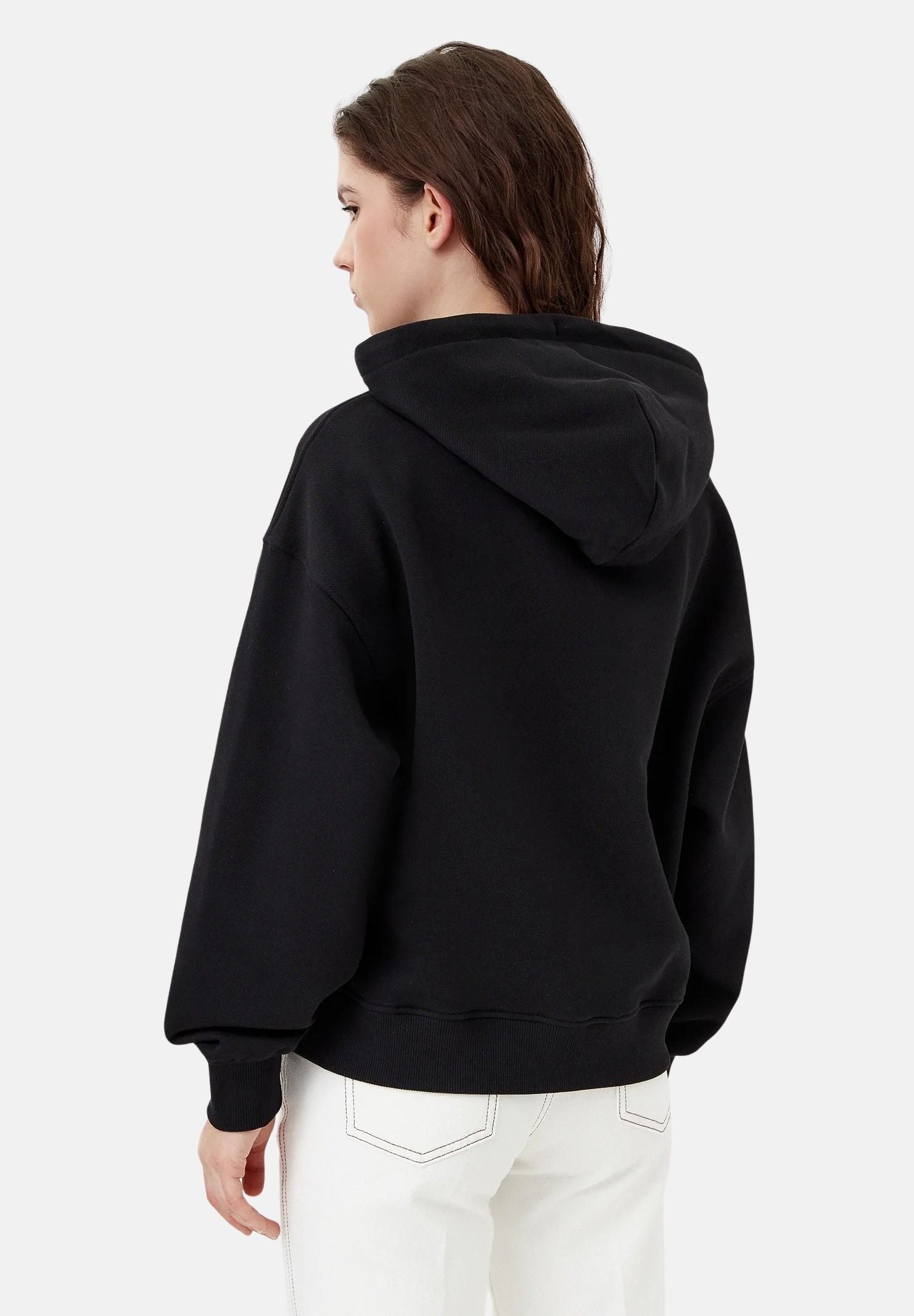 TOMMY JEANS Felpa con cappuccio nera da donna rifinita da logo DW0DW19414 BDS TOMMY JEANS