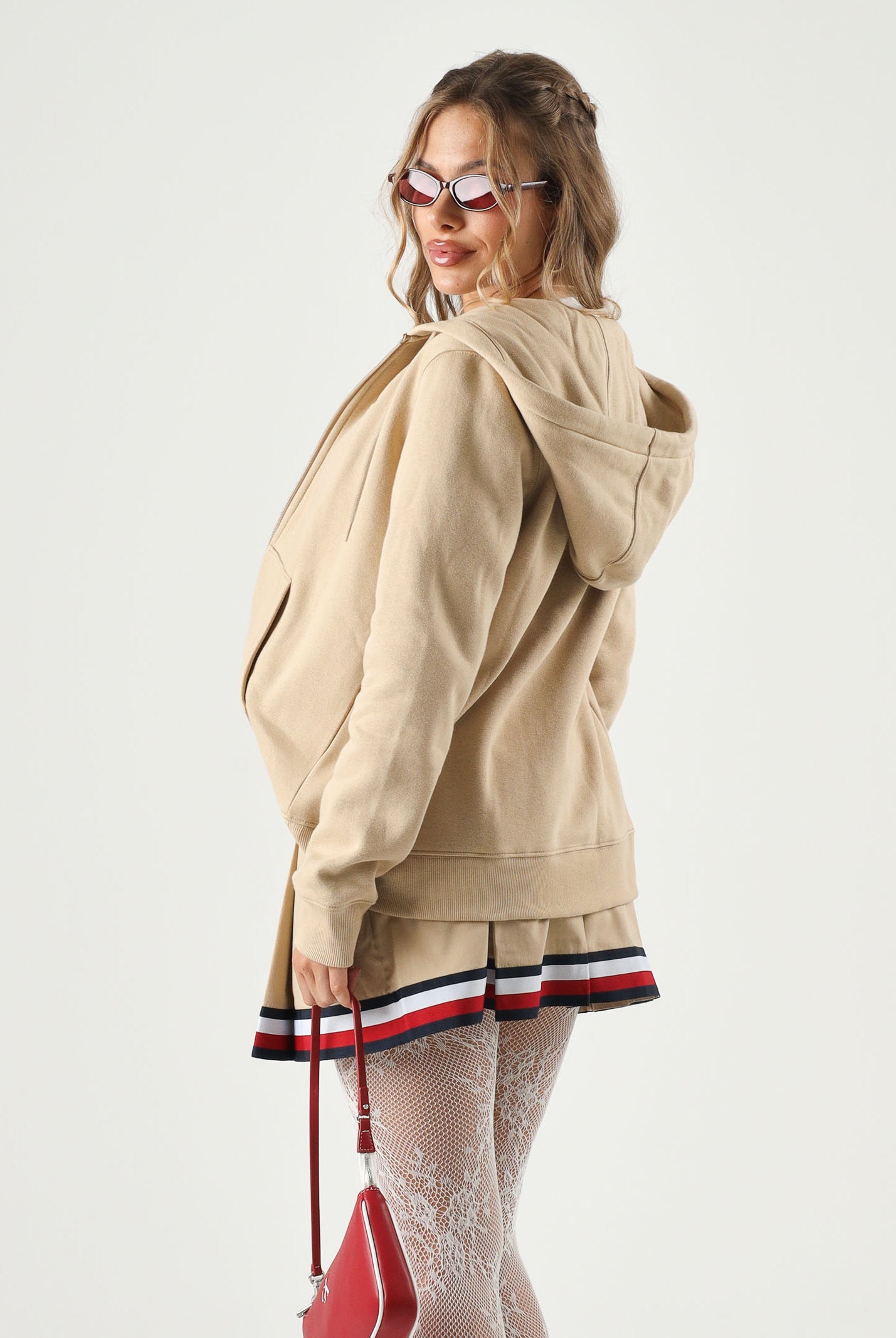 TOMMY HILFIGER felpa con cappuccio Hoodie regular fit ecru beige, donna. DW0DW19729 AB9 TOMMY JEANS