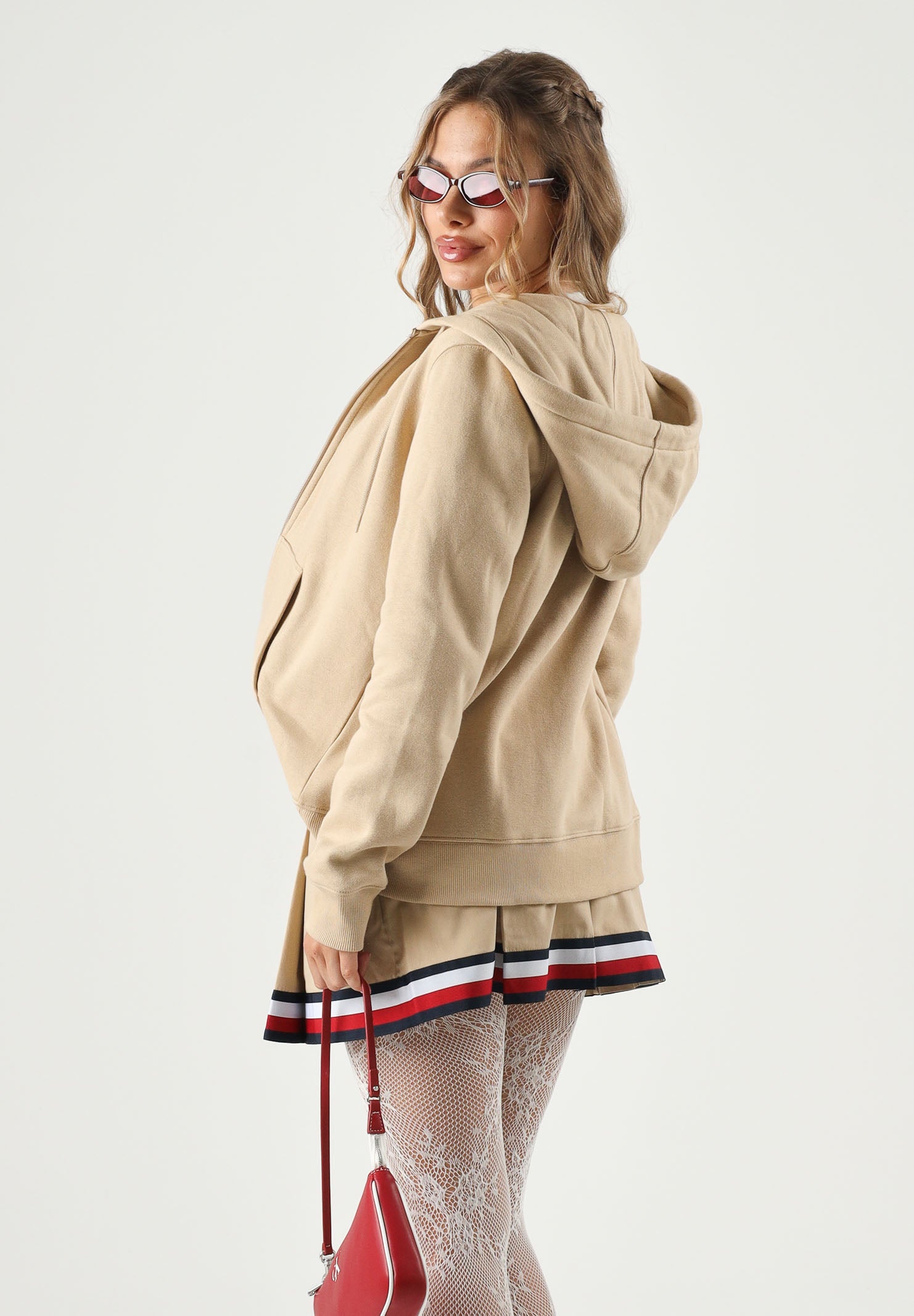 TOMMY HILFIGER felpa con cappuccio Hoodie regular fit ecru beige, donna. DW0DW19729 AB9 TOMMY JEANS
