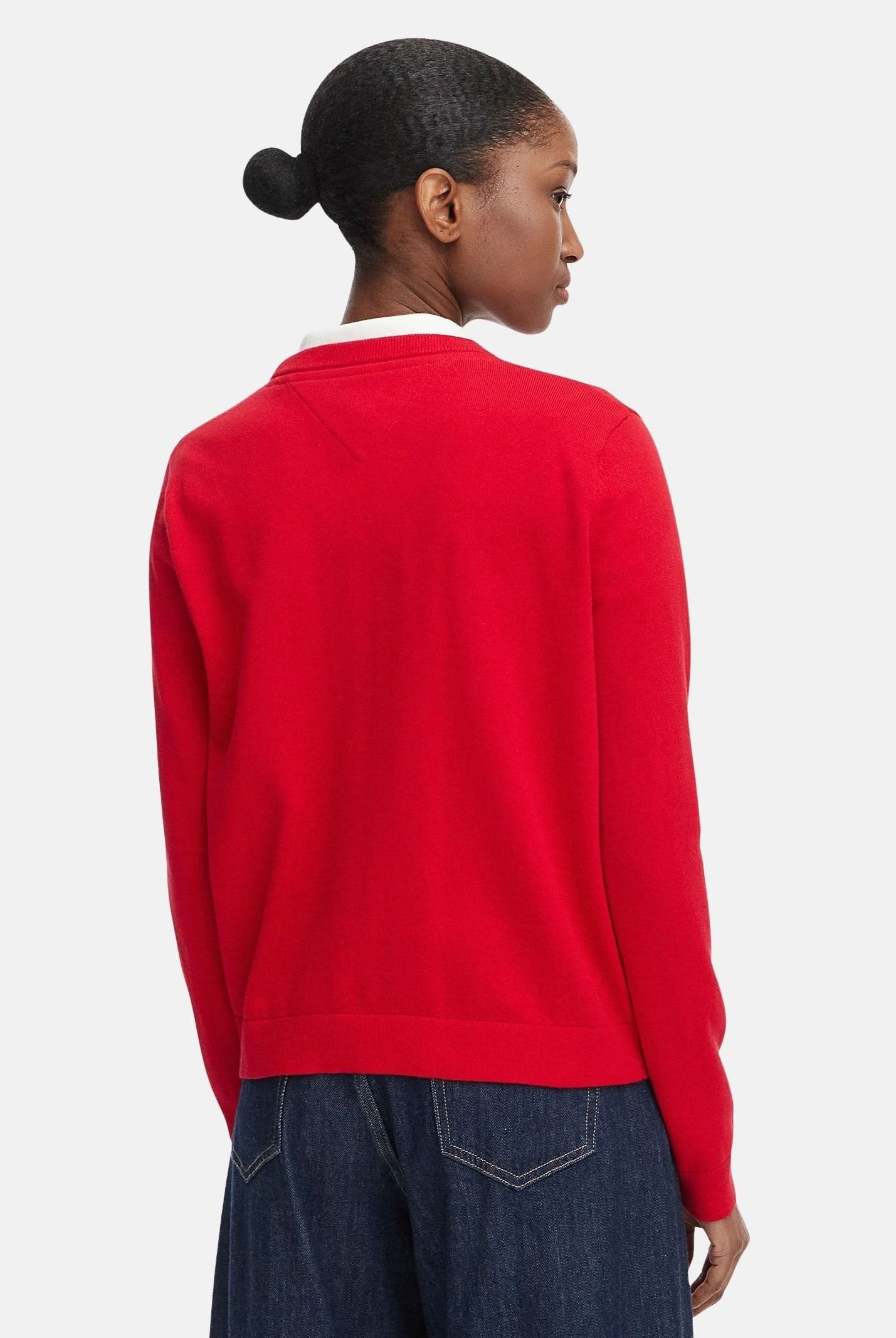 TOMMY JEANS maglia Essential con scollo a V Amaryllis Red rosso donna. DW0DW19888 XK9 TOMMY JEANS
