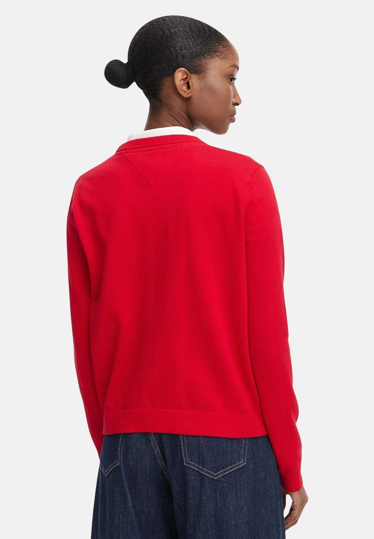 TOMMY JEANS maglia Essential con scollo a V Amaryllis Red rosso donna. DW0DW19888 XK9 TOMMY JEANS