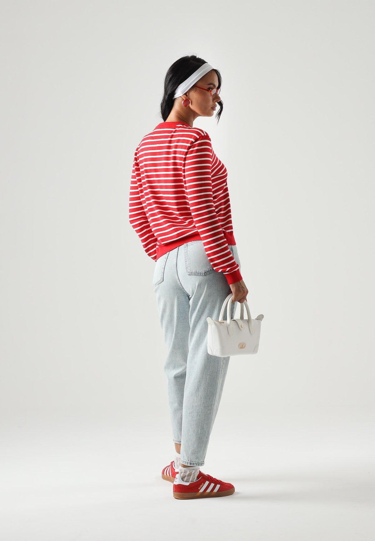 TOMMY JEANS Maglia ESSENTIAL CREW SWEATER girocollo,rossa e bianca da donna con fantasia a righe. DW0DW20159 0EX TOMMY JEANS