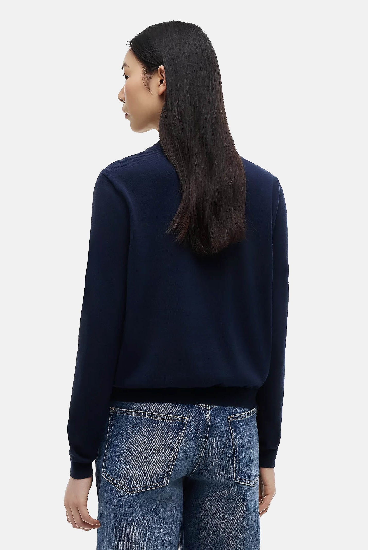 TOMMY JEANS maglia girocollo Flag Embroidery Crew Neck Jumper Dark Night Navy blu donna. DW0DW20159 0GZ TOMMY JEANS