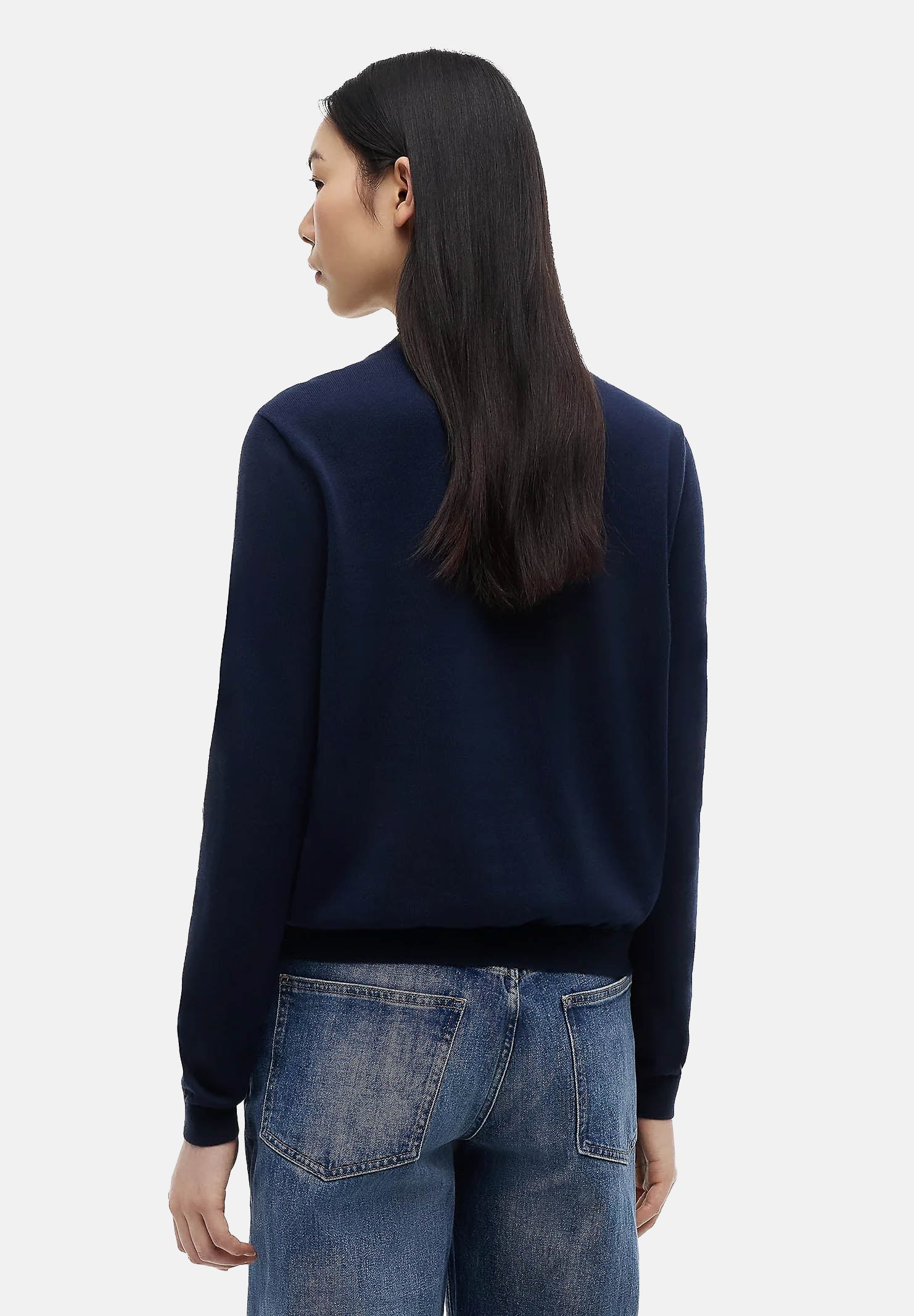 TOMMY JEANS maglia girocollo Flag Embroidery Crew Neck Jumper Dark Night Navy blu donna. DW0DW20159 0GZ TOMMY JEANS