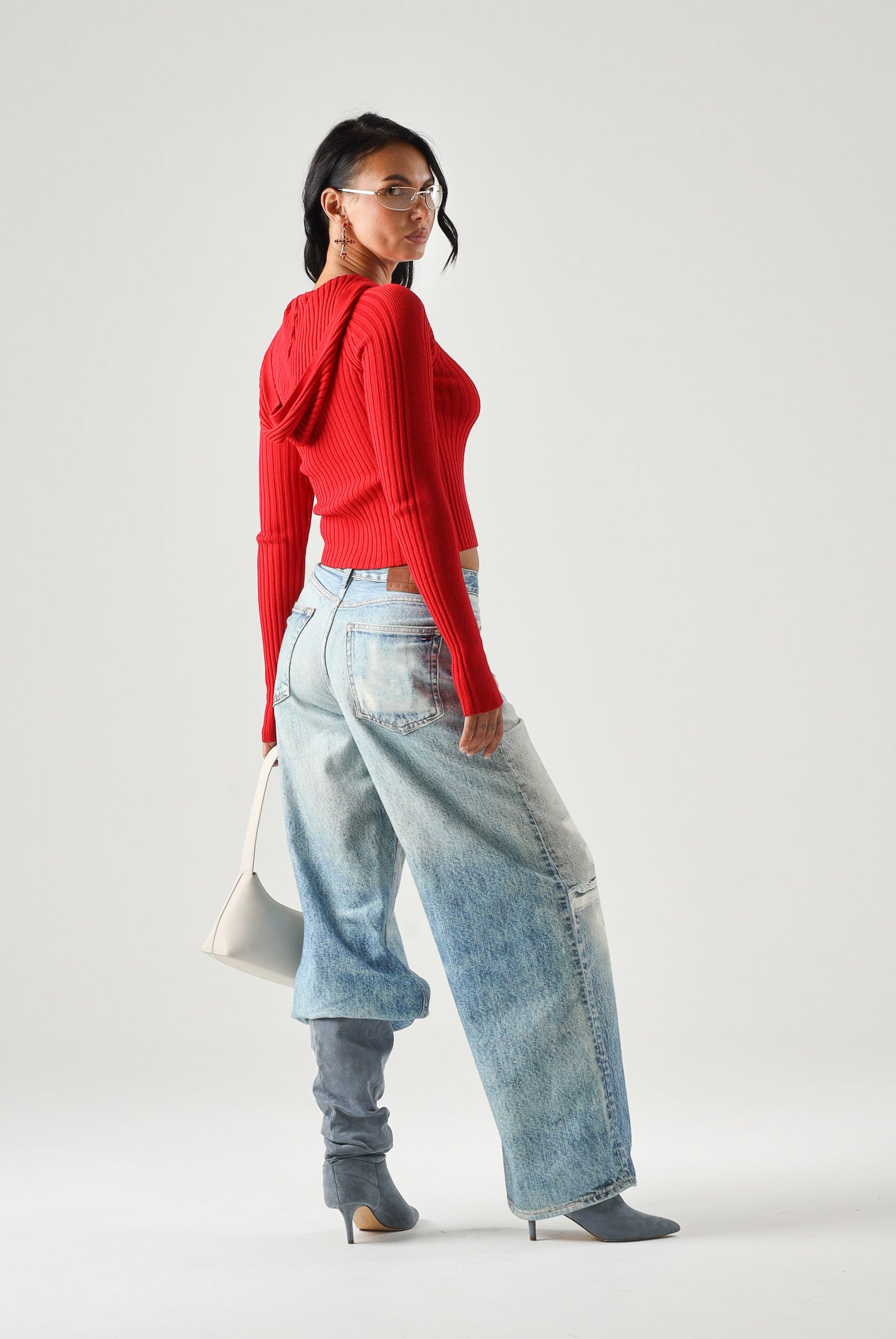TOMMY JEANS Cardigan AMARYLLI con zip ribbed rosso da donna <BR/> DW0DW20974 XK9 TOMMY JEANS