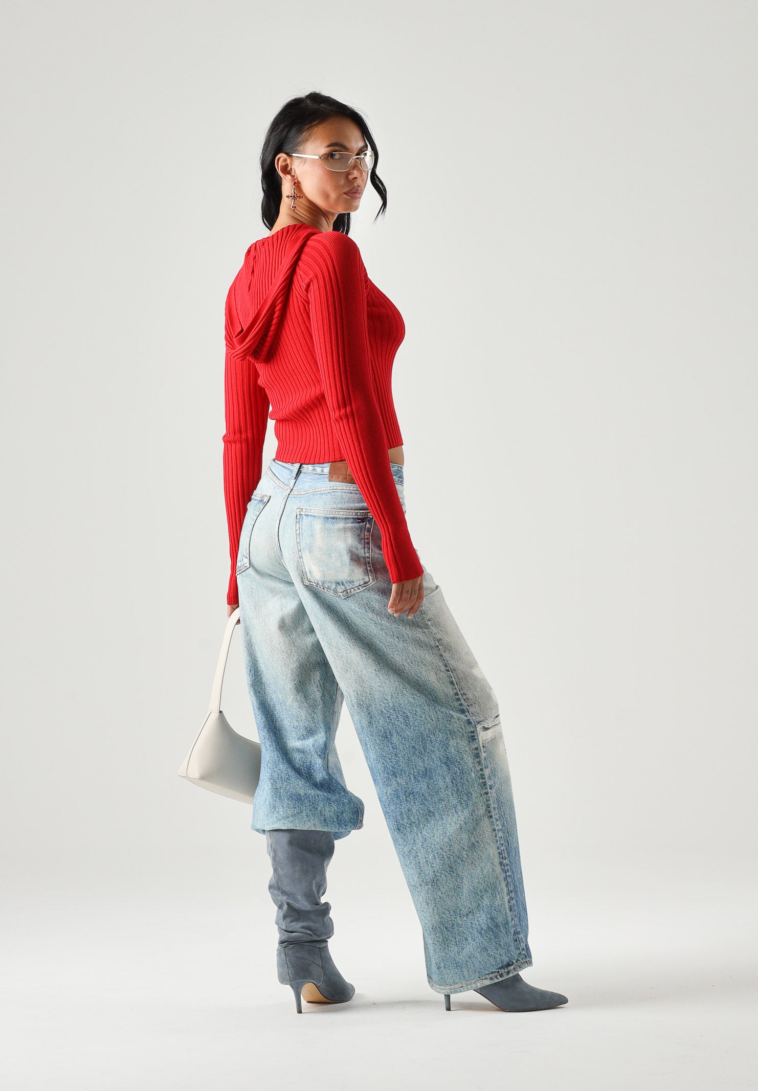 TOMMY JEANS Cardigan AMARYLLI con zip ribbed rosso da donna <BR/> DW0DW20974 XK9 TOMMY JEANS