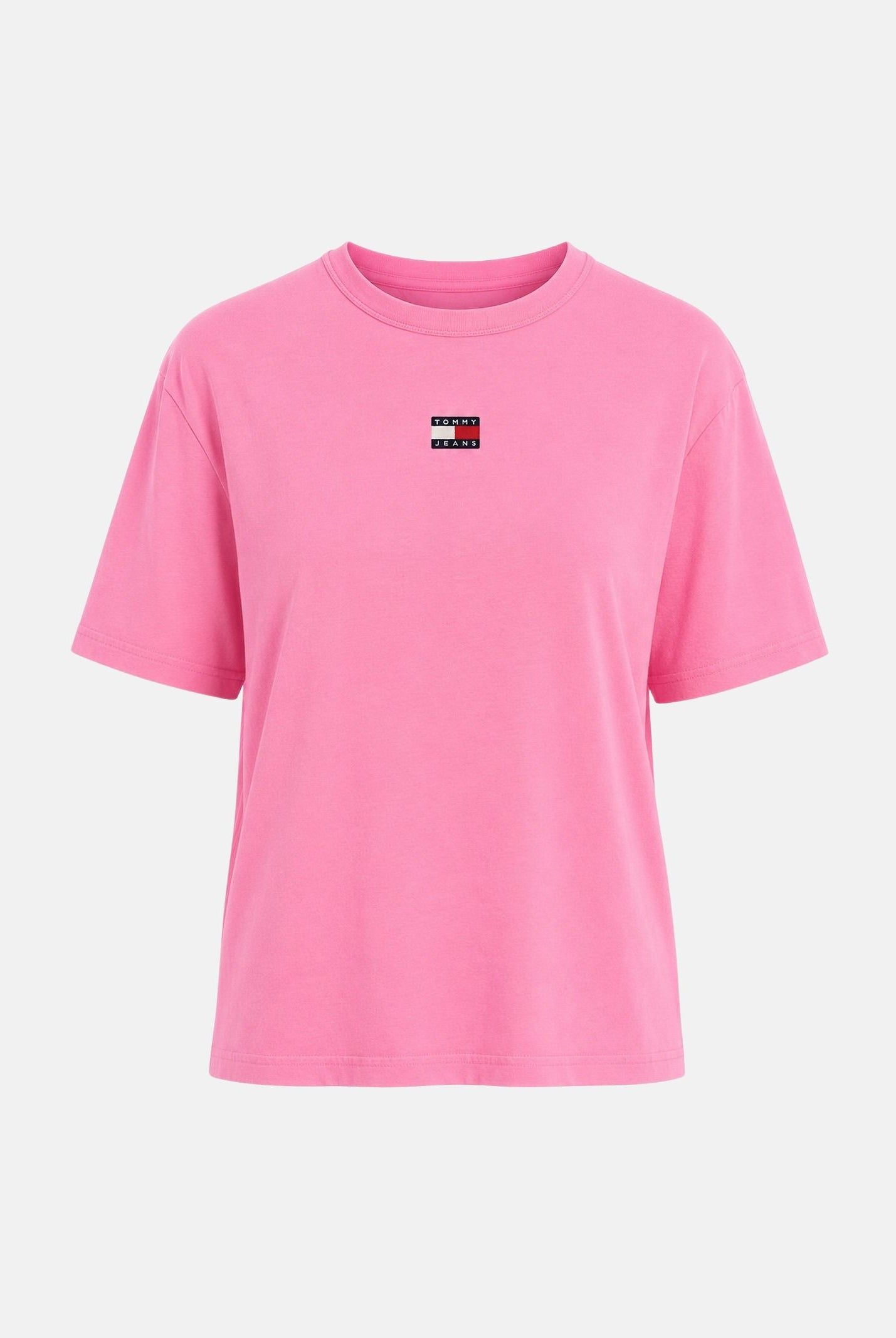 TOMMY JEANS T-shirt Tommy Badge Boxy color Pink Daisy, rosa, da donna DW0DW22202 TOU TOMMY JEANS