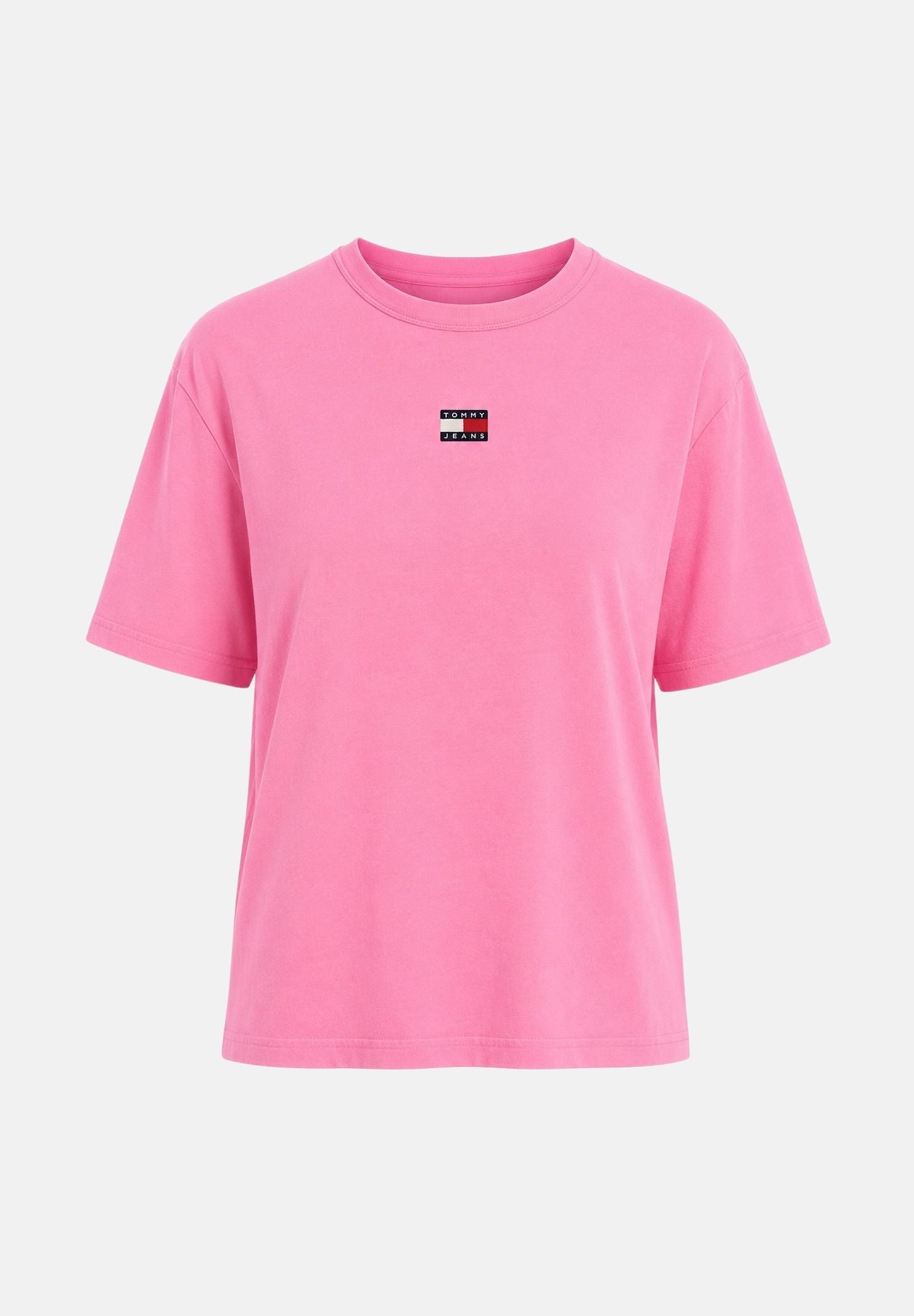 TOMMY JEANS T-shirt BADGE BOXY pink daisy rosa, da donna con bandierina ricamata sul petto<BR/> DW0DW22202 TOU TOMMY JEANS