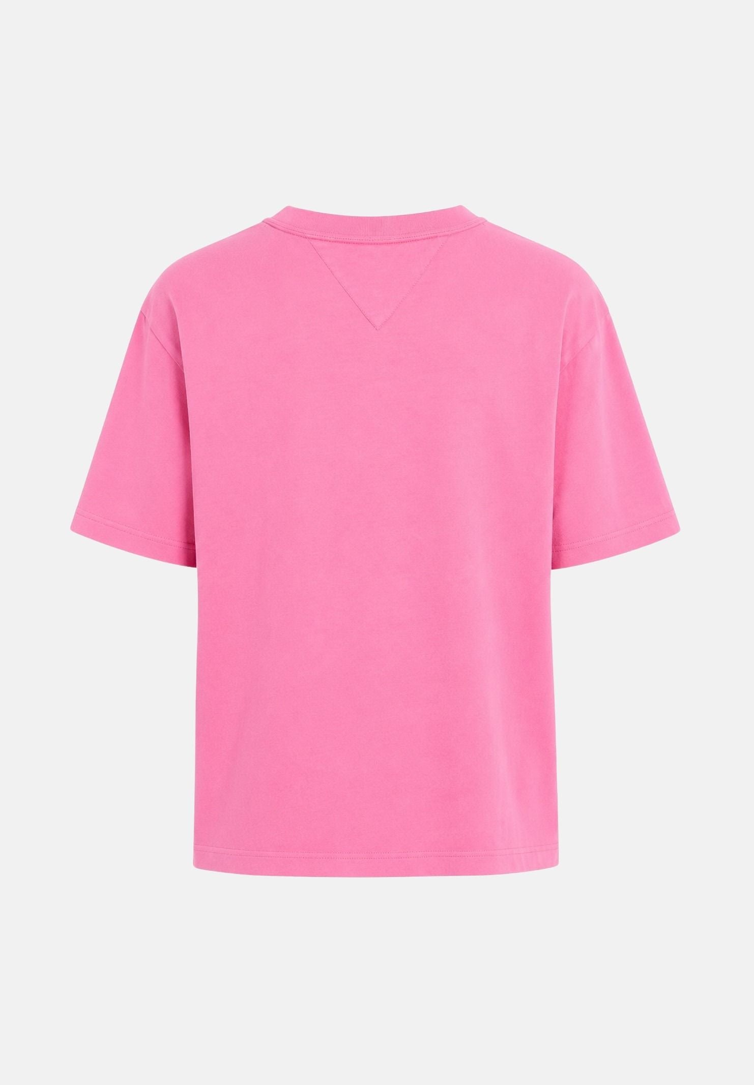 TOMMY JEANS T-shirt BADGE BOXY pink daisy rosa, da donna con bandierina ricamata sul petto<BR/> DW0DW22202 TOU TOMMY JEANS