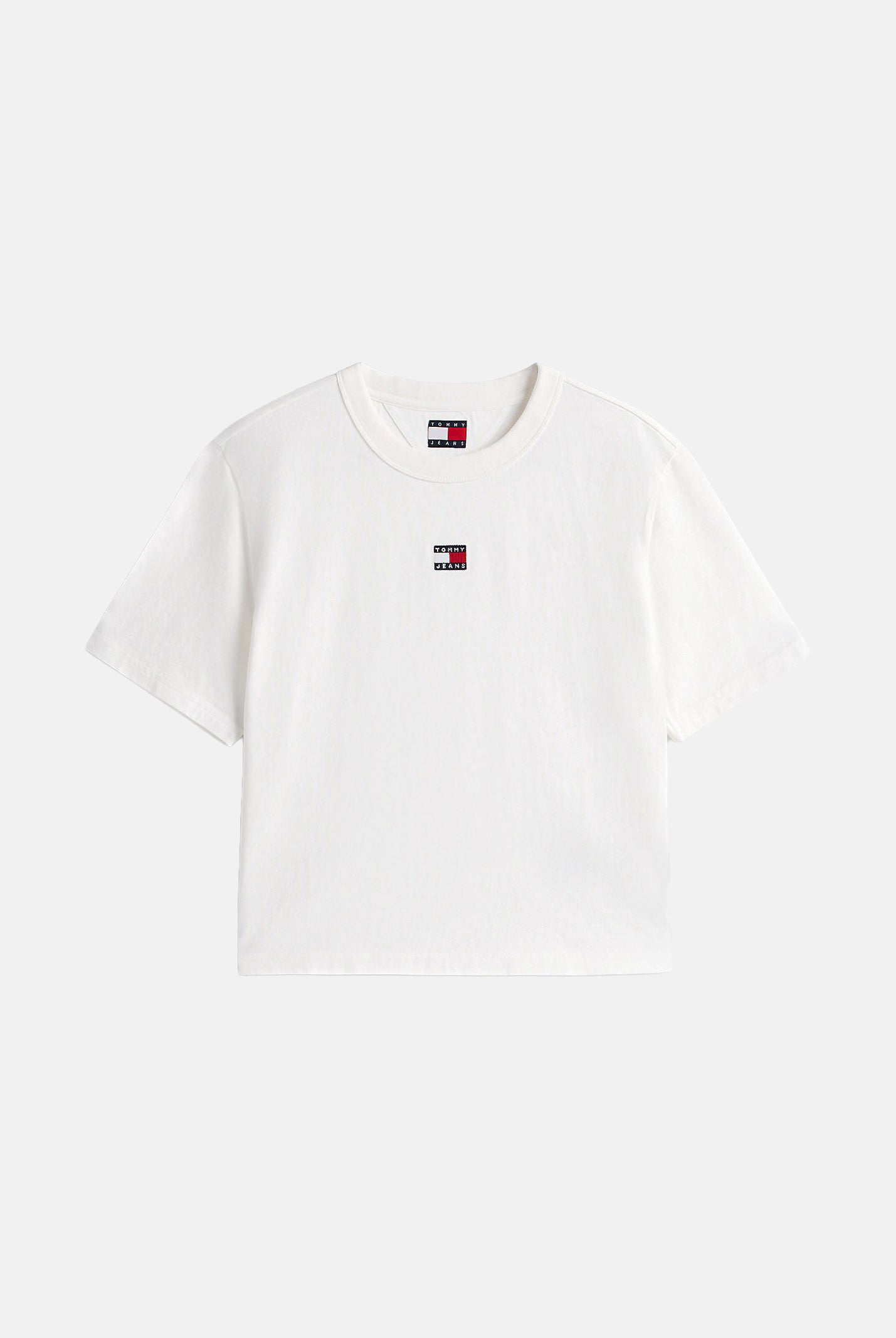 TOMMY JEANS t-shirt Tommy Badge Boxy Crew Neck T-Shirt ecru bianco, donna. DW0DW22202 YBL TOMMY JEANS