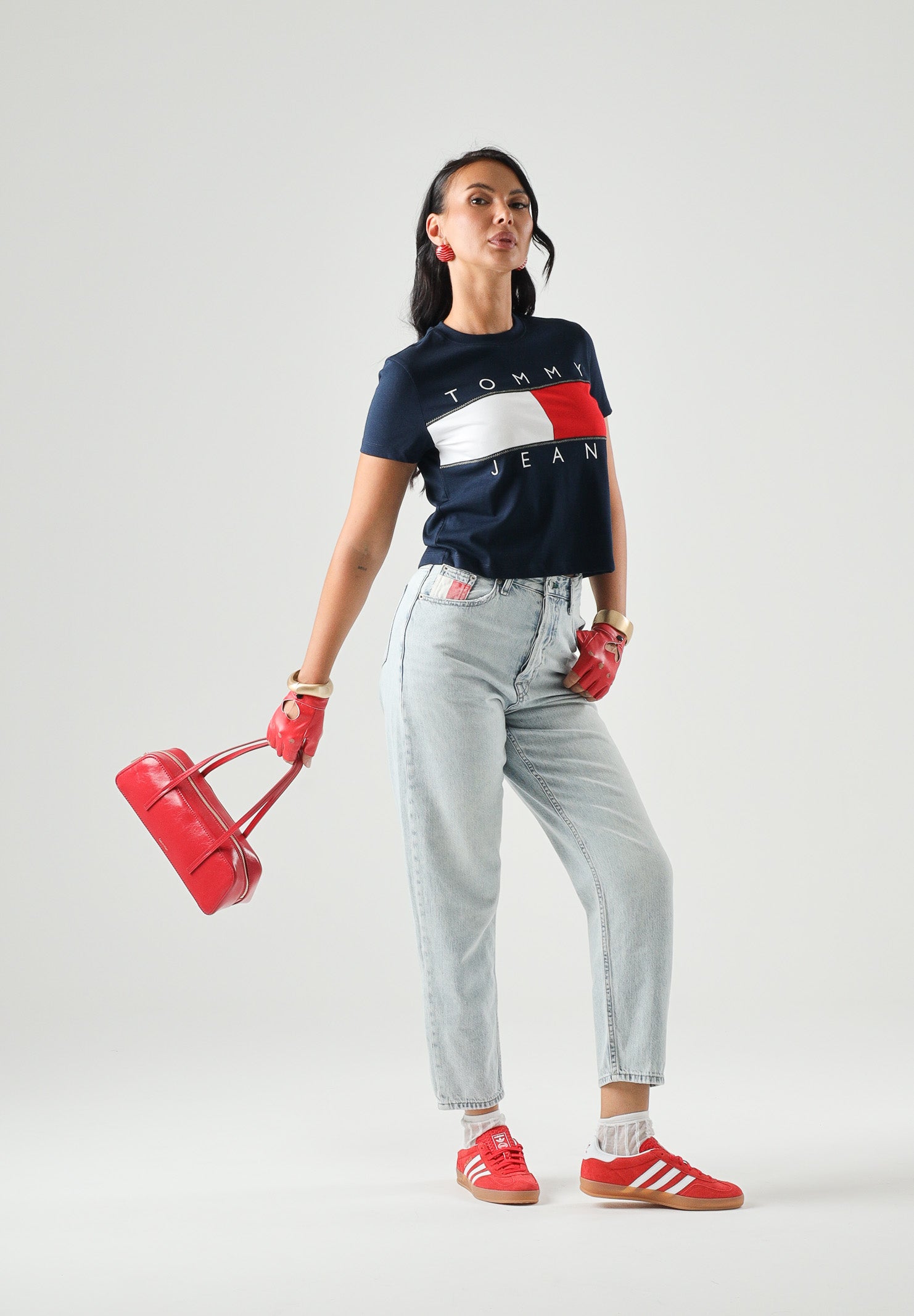 TOMMY JEANS Tt-shirt Tommy Flag T-Shirt colore brand Dark Night Navy blu donna. DW0DW22818 C1G TOMMY JEANS