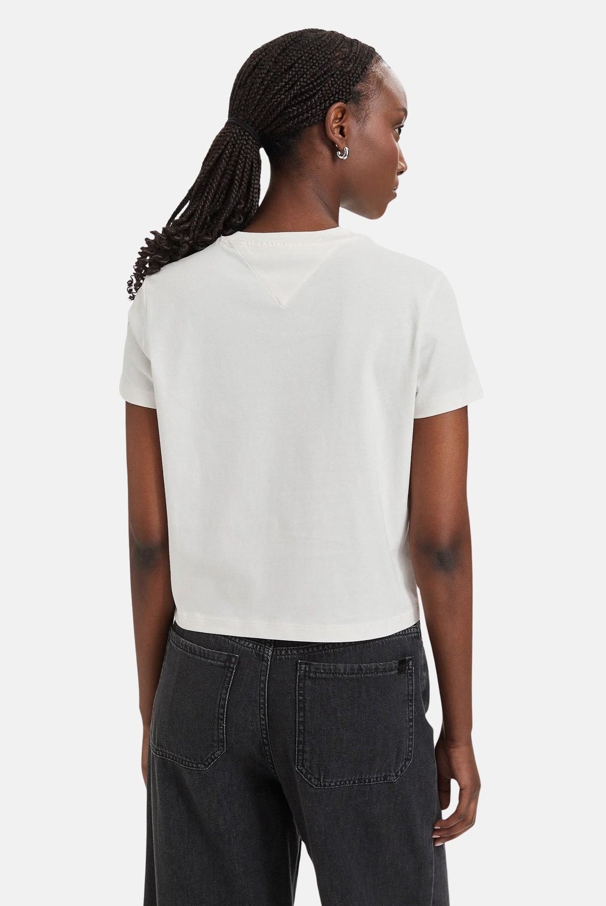 TOMMY JEANS T-shirt manica corta FLAG ancient-bianco da donna con logo frontale color block. DW0DW22818 YBH TOMMY JEANS