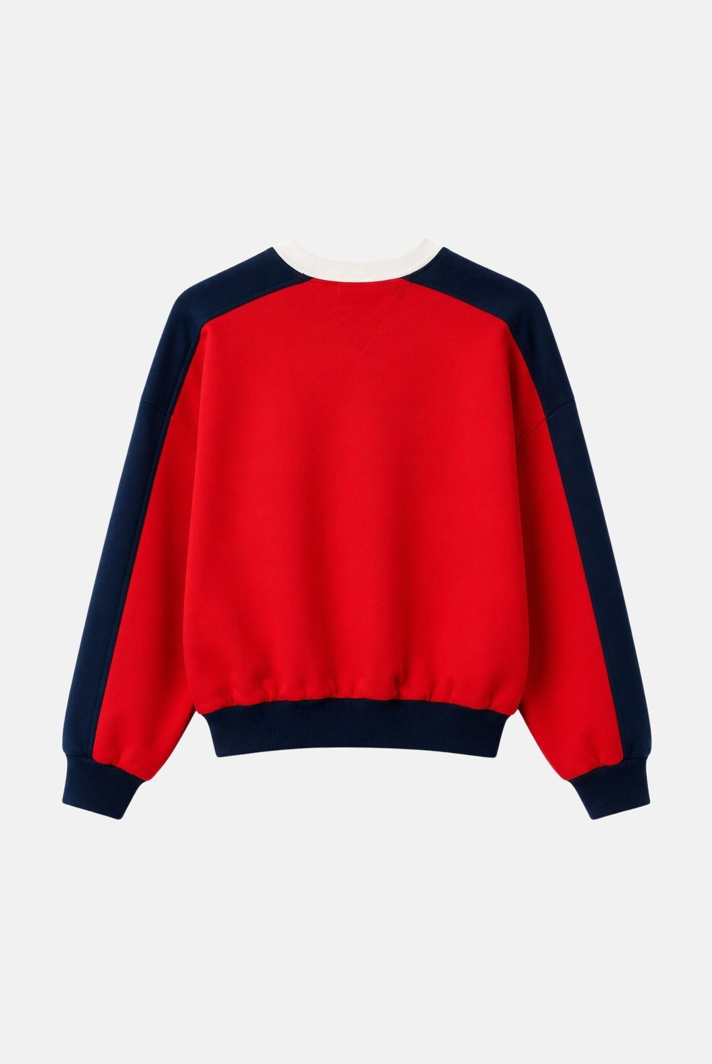 TOMMY JEANS Felpa AMARYLLIS girocollo, rosa dettagli navy, da donna con logo bandierina sul petto.<BR/> DW0DW22826 XK9 TOMMY JEANS