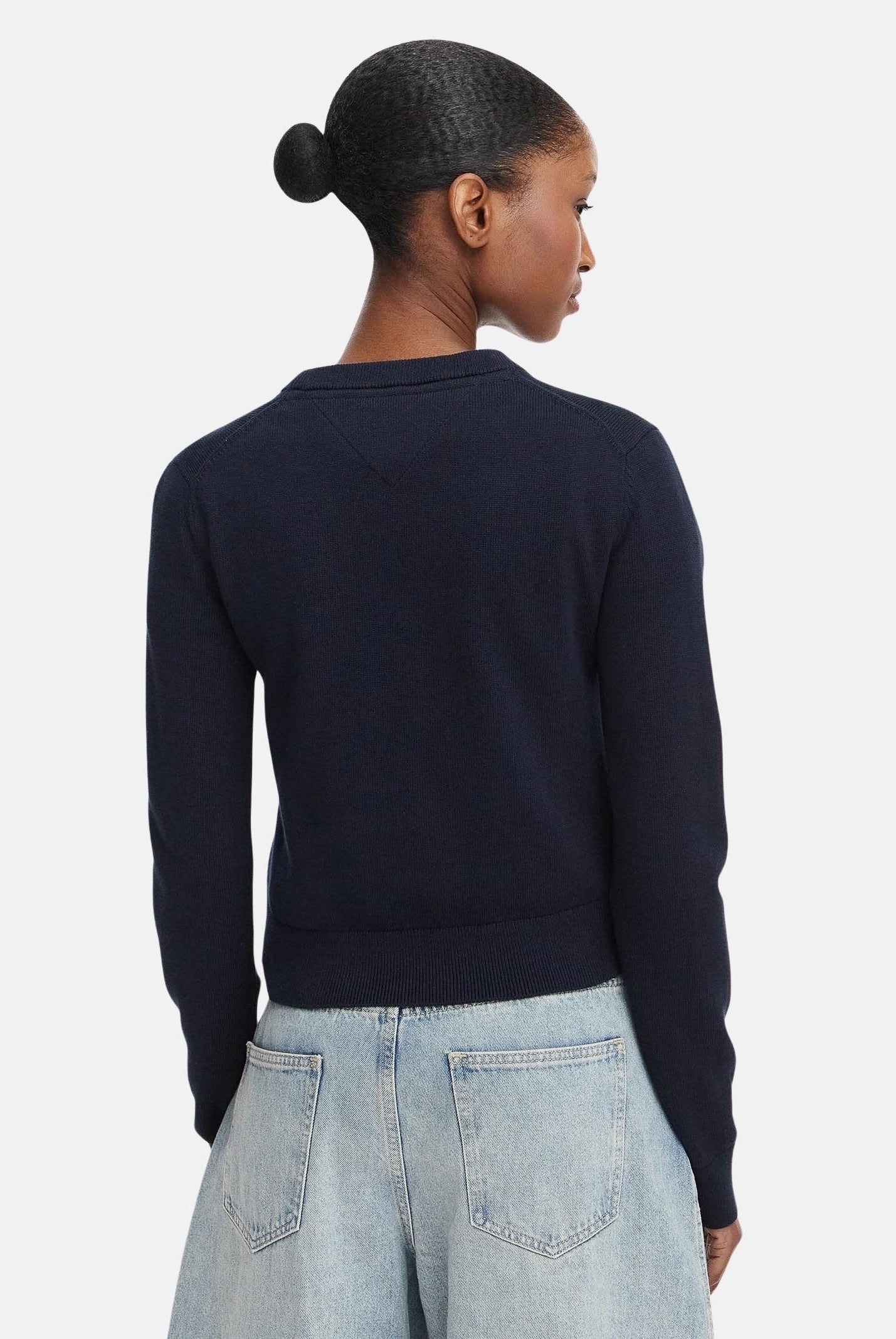 TOMMY JEANS pullover girocollo Tommy Flag Dark Night Navy blu navy donna. DW0DW22930 C1G TOMMY JEANS