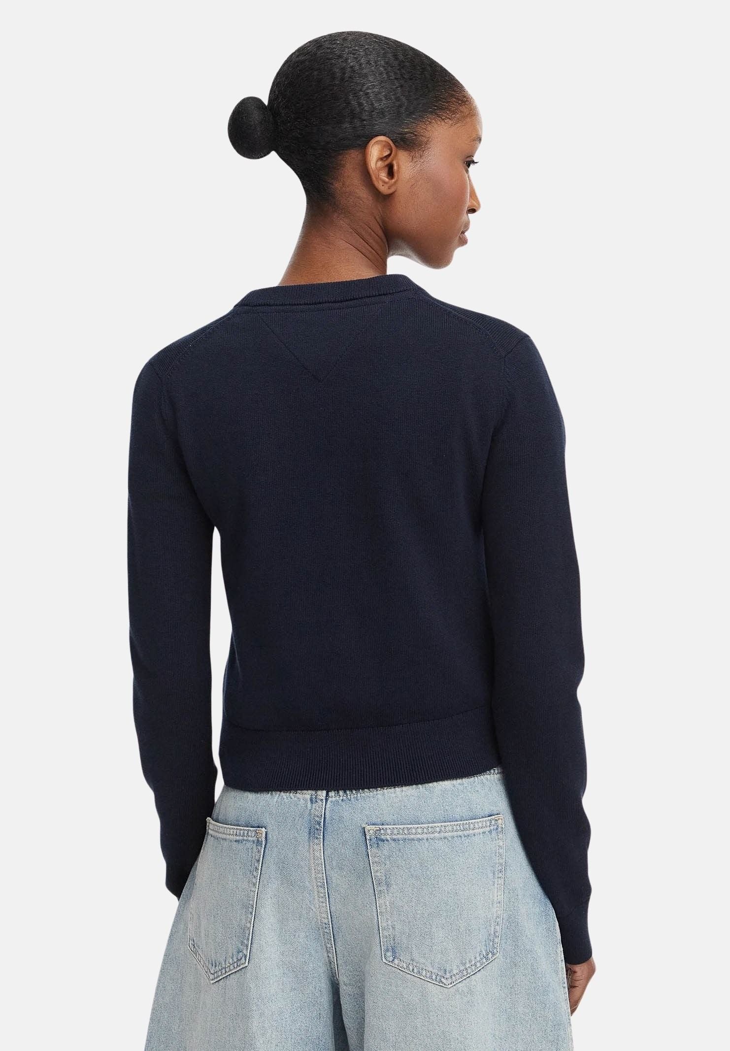 TOMMY JEANS pullover girocollo Tommy Flag Dark Night Navy blu navy donna. DW0DW22930 C1G TOMMY JEANS