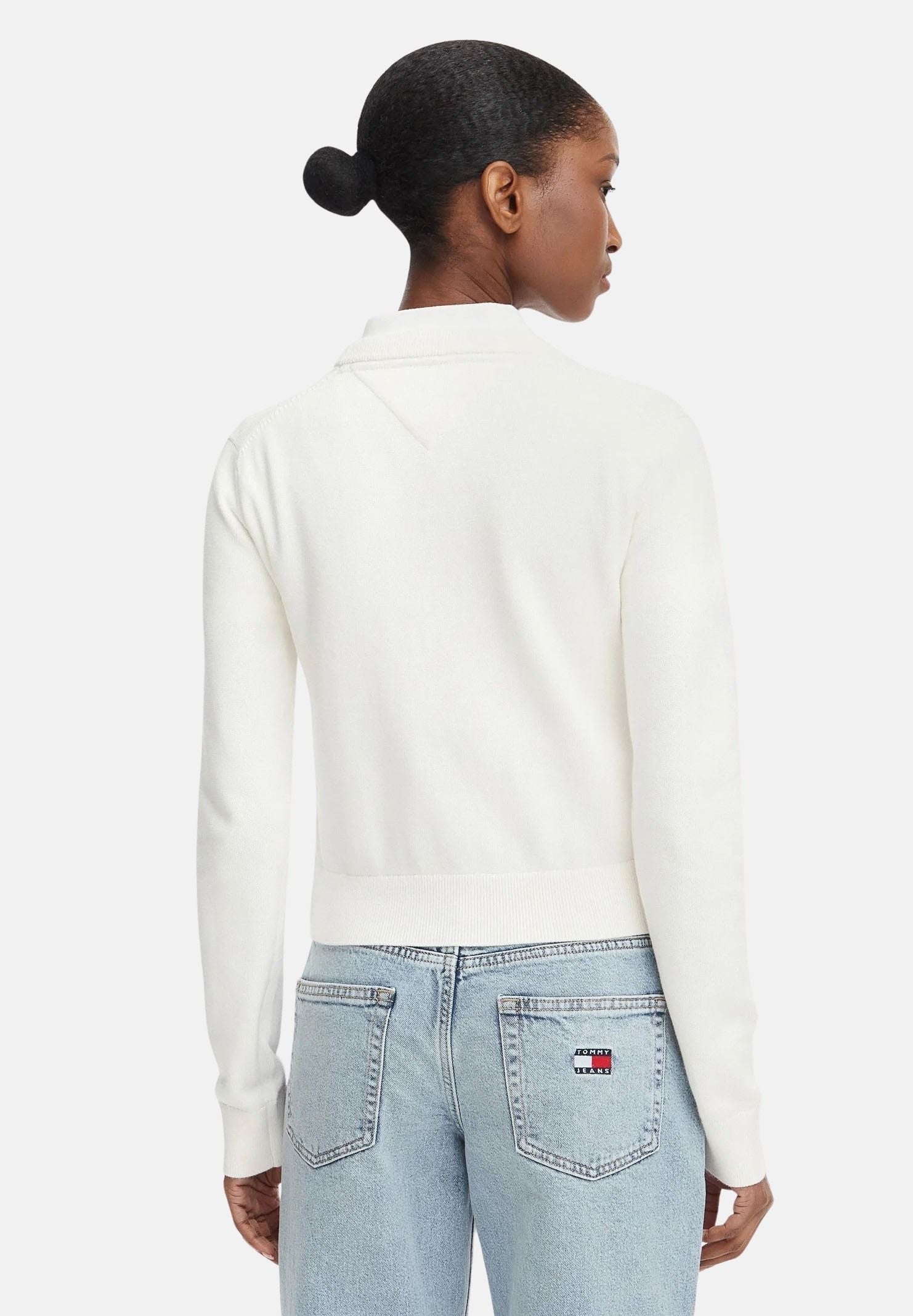 TOMMY JEANS Maglia girocollo Tommy Flag Crew Neck Jumper Ancient White bianco/panna donna. DW0DW22930 YBH TOMMY JEANS
