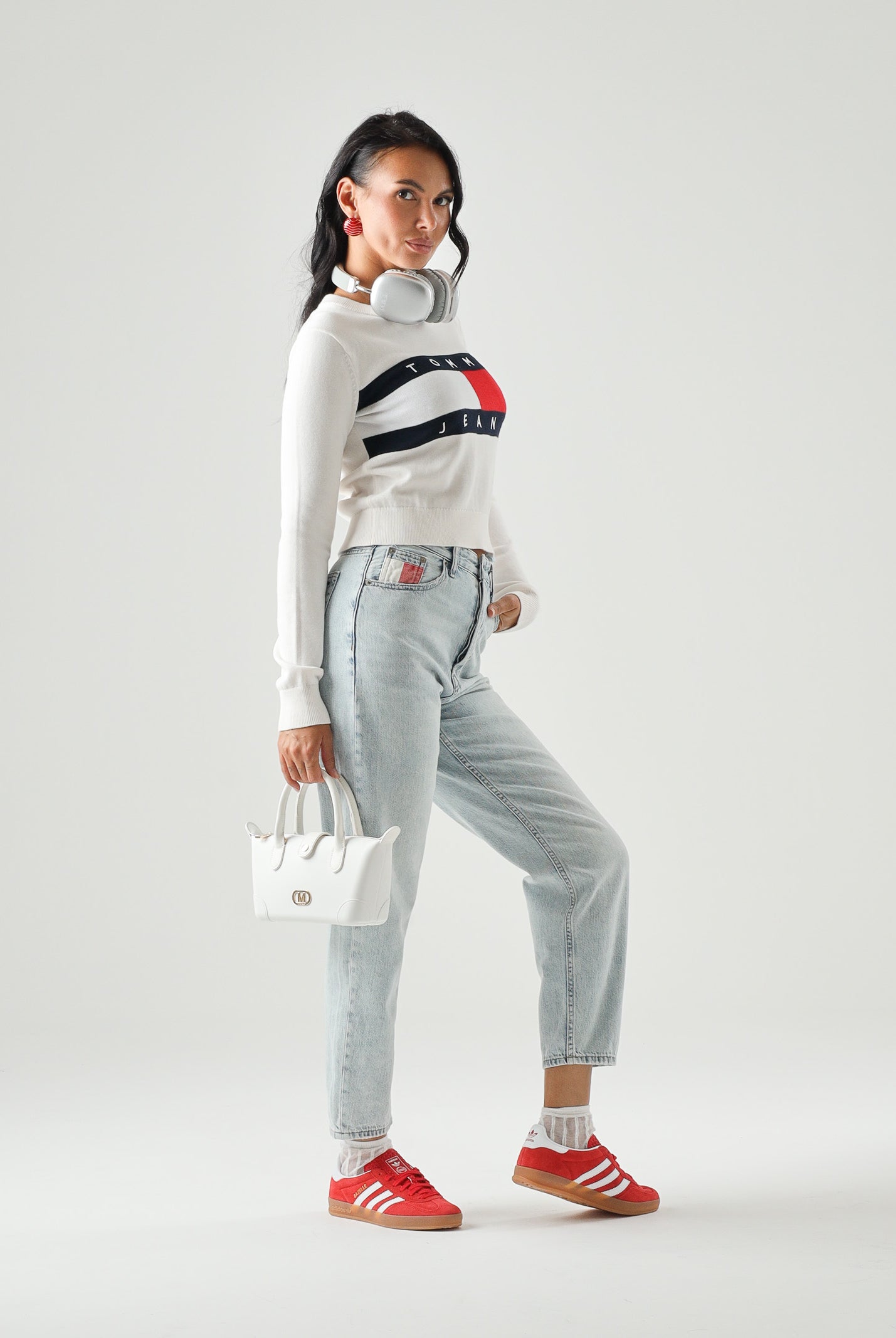 TOMMY JEANS Maglia girocollo Tommy Flag Crew Neck Jumper Ancient White bianco/panna donna. DW0DW22930 YBH TOMMY JEANS