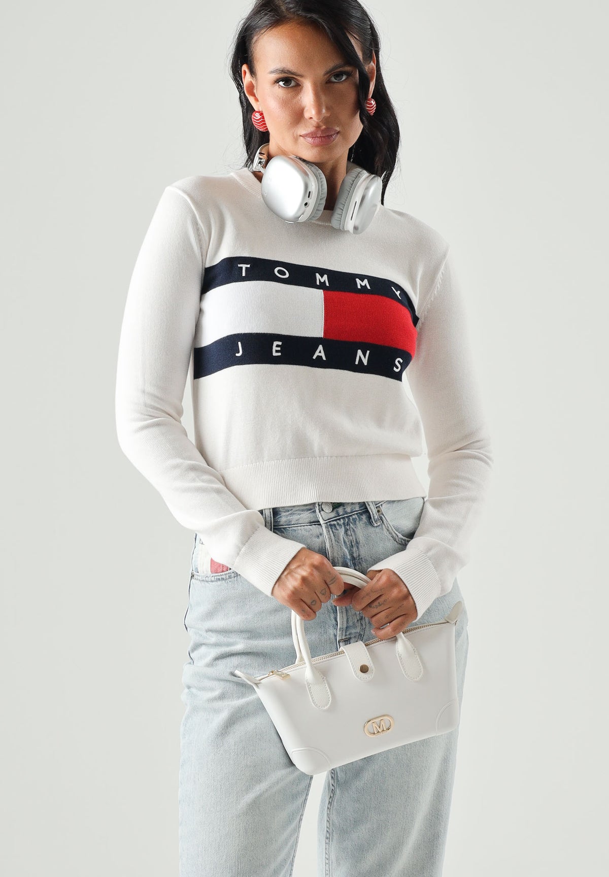 TOMMY JEANS Maglia girocollo JUMPER ANCIENT bianco/panna donna. DW0DW22930 YBH TOMMY JEANS
