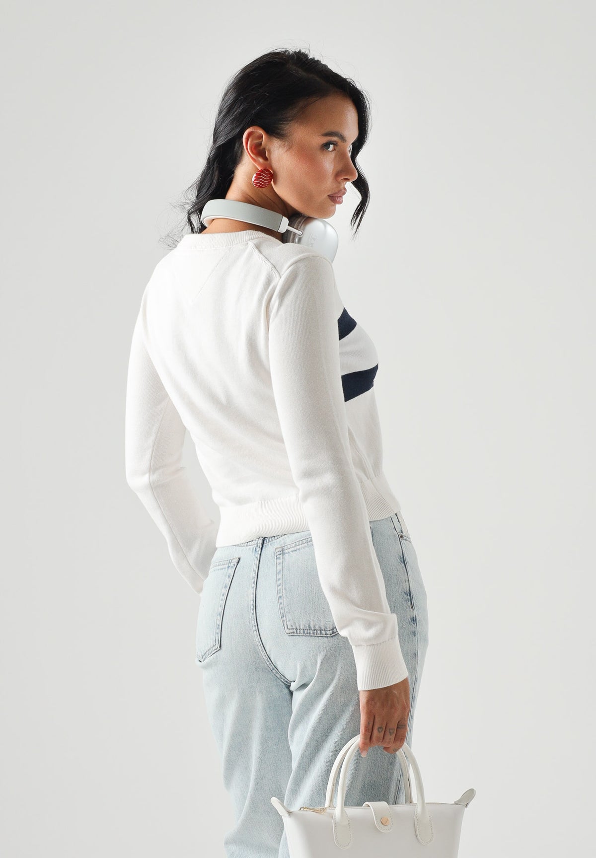 TOMMY JEANS Maglia girocollo JUMPER ANCIENT bianco/panna donna. DW0DW22930 YBH TOMMY JEANS