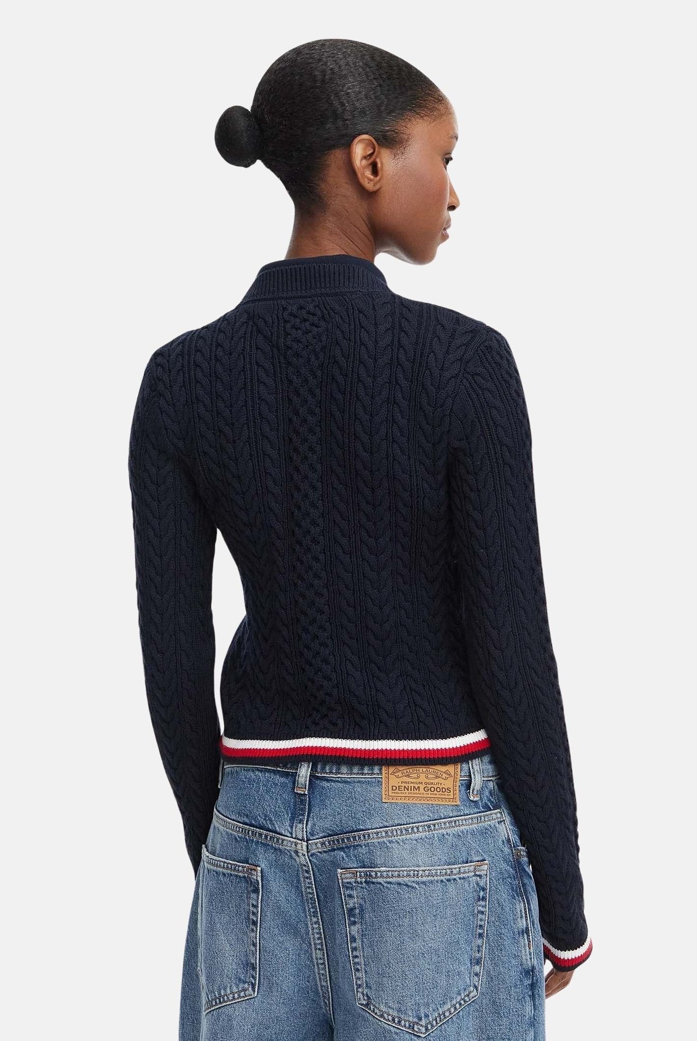 TOMMY JEANS pullover girocollo TJW RWB Tipping Sweater Dark Night Navy blu navy donna. DW0DW22933 C1G TOMMY JEANS