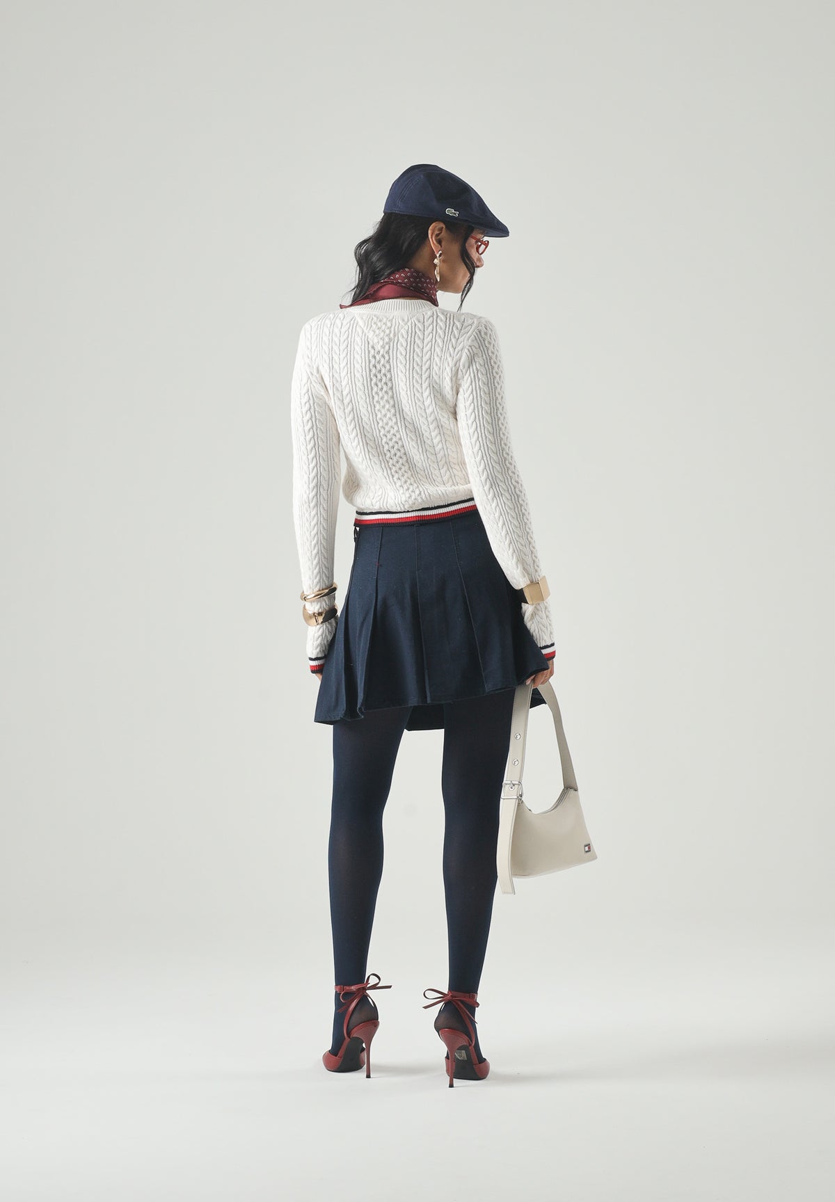 TOMMY JEANS Pullover girocollo TJW RWB bianco da donna con lavorazione a trecce DW0DW22933 YBH TOMMY JEANS