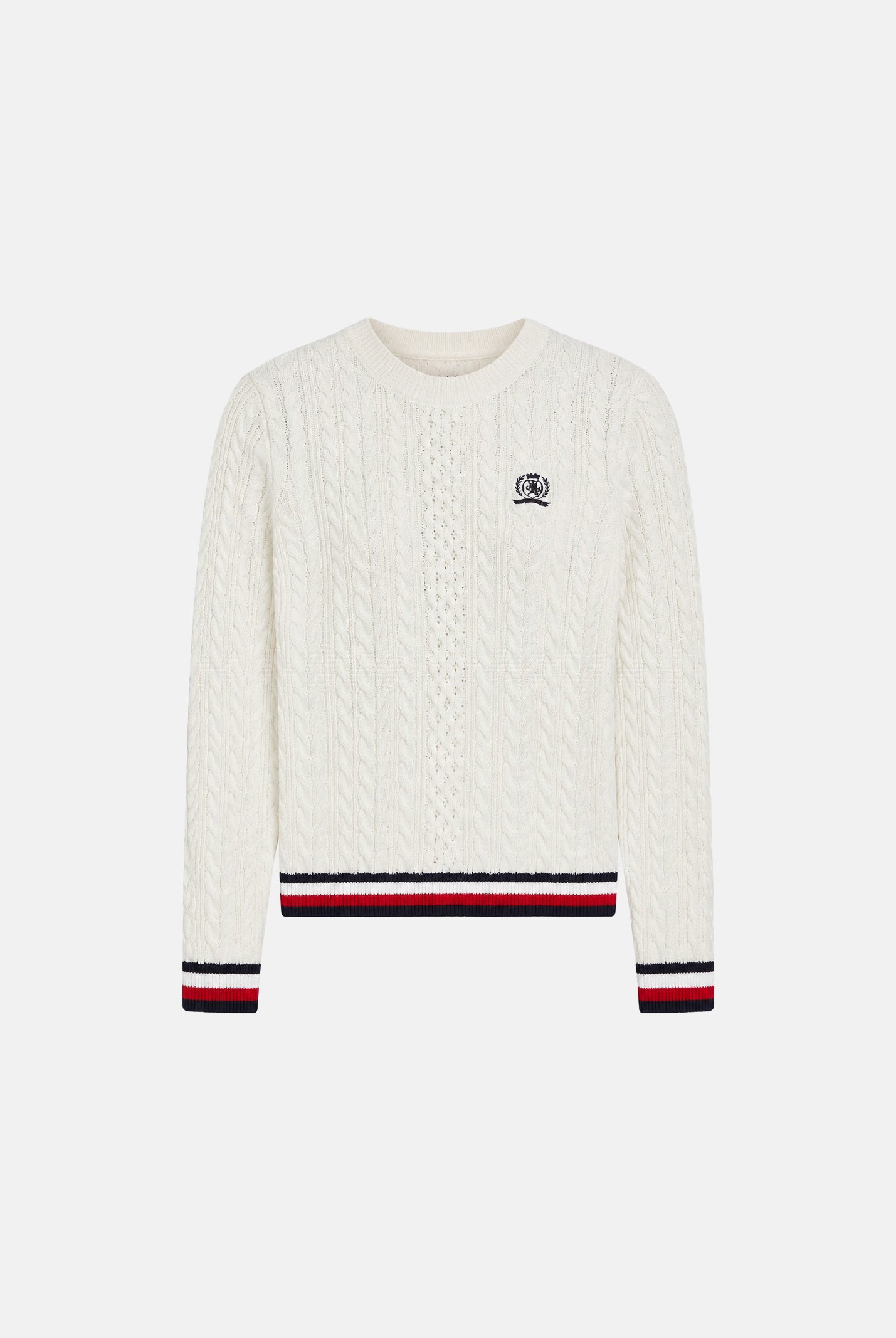 TOMMY JEANS pullover girocollo TJW RWB Tipping Sweater Ancient White bianco donna. DW0DW22933 YBH TOMMY JEANS