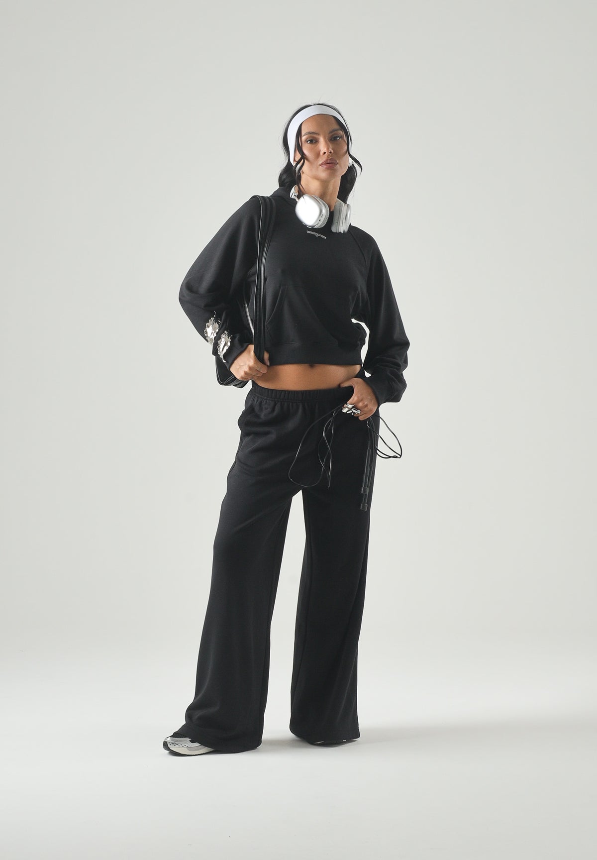 TOMMY JEANS Pantaloni da tuta TJW Wide Leg nero da donna DW0DW22951 BDS TOMMY JEANS