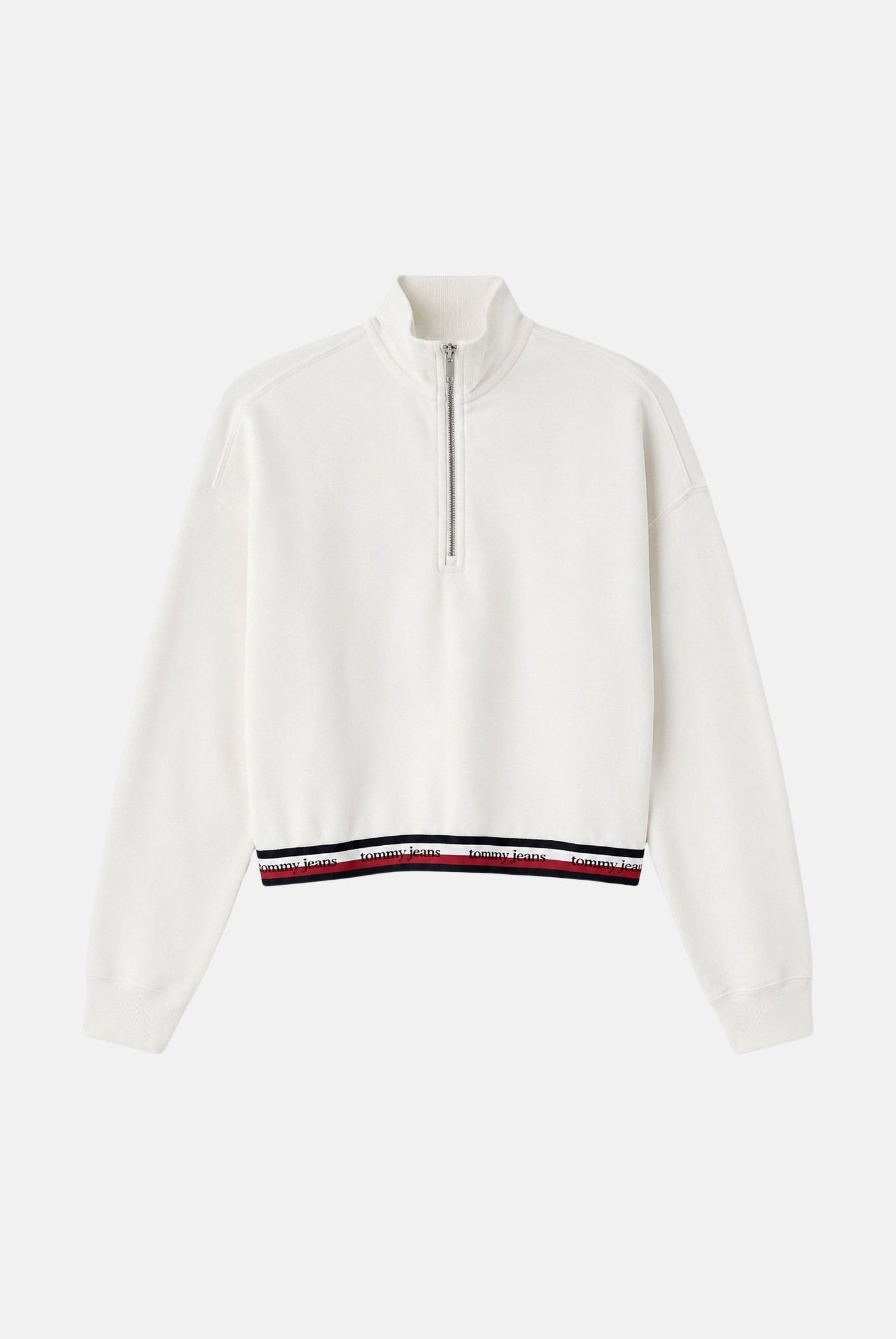 TOMMY JEANS felpa Boxy Quarter-Zip color Ecru, bianco, da donna DW0DW23144 YBL TOMMY JEANS