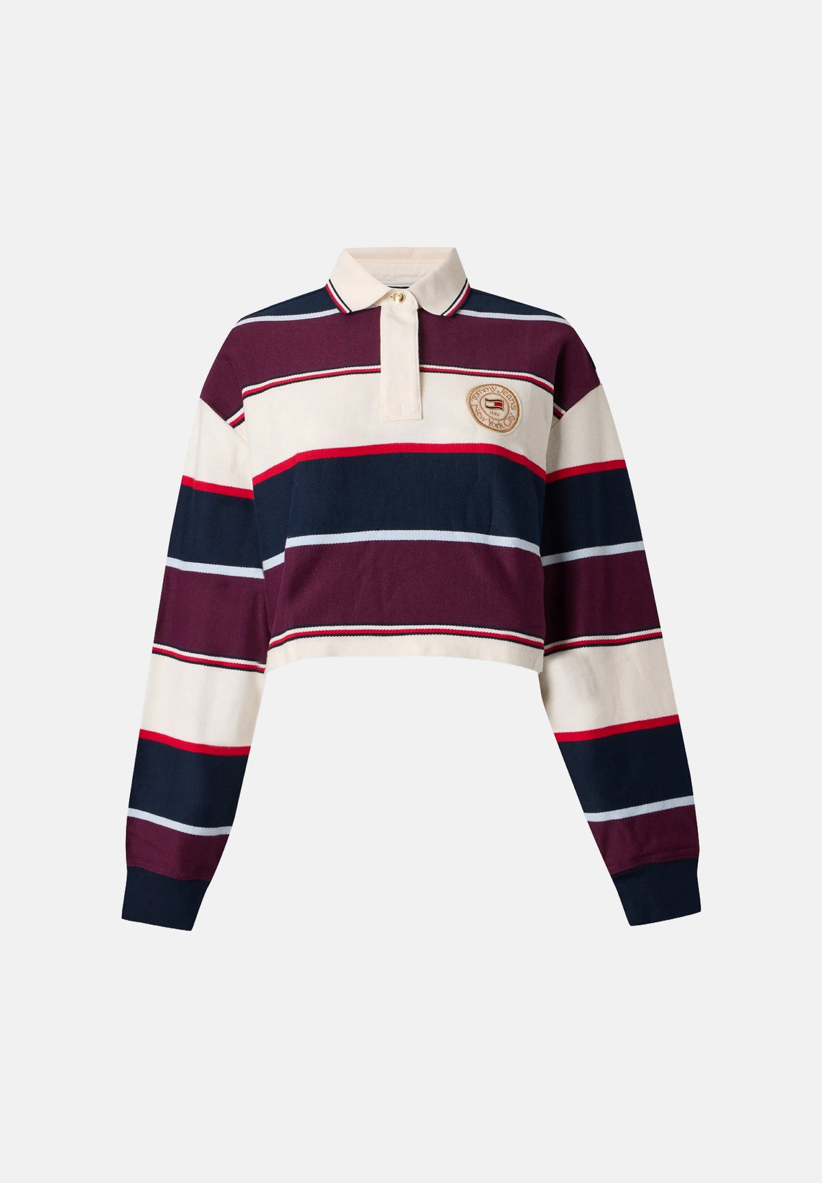 TOMMY JEANS Polo CRP STRIPE RUGBY blu-bordeaux/ panna da donna con fantasia a righe DW0DW23298 C1G TOMMY JEANS