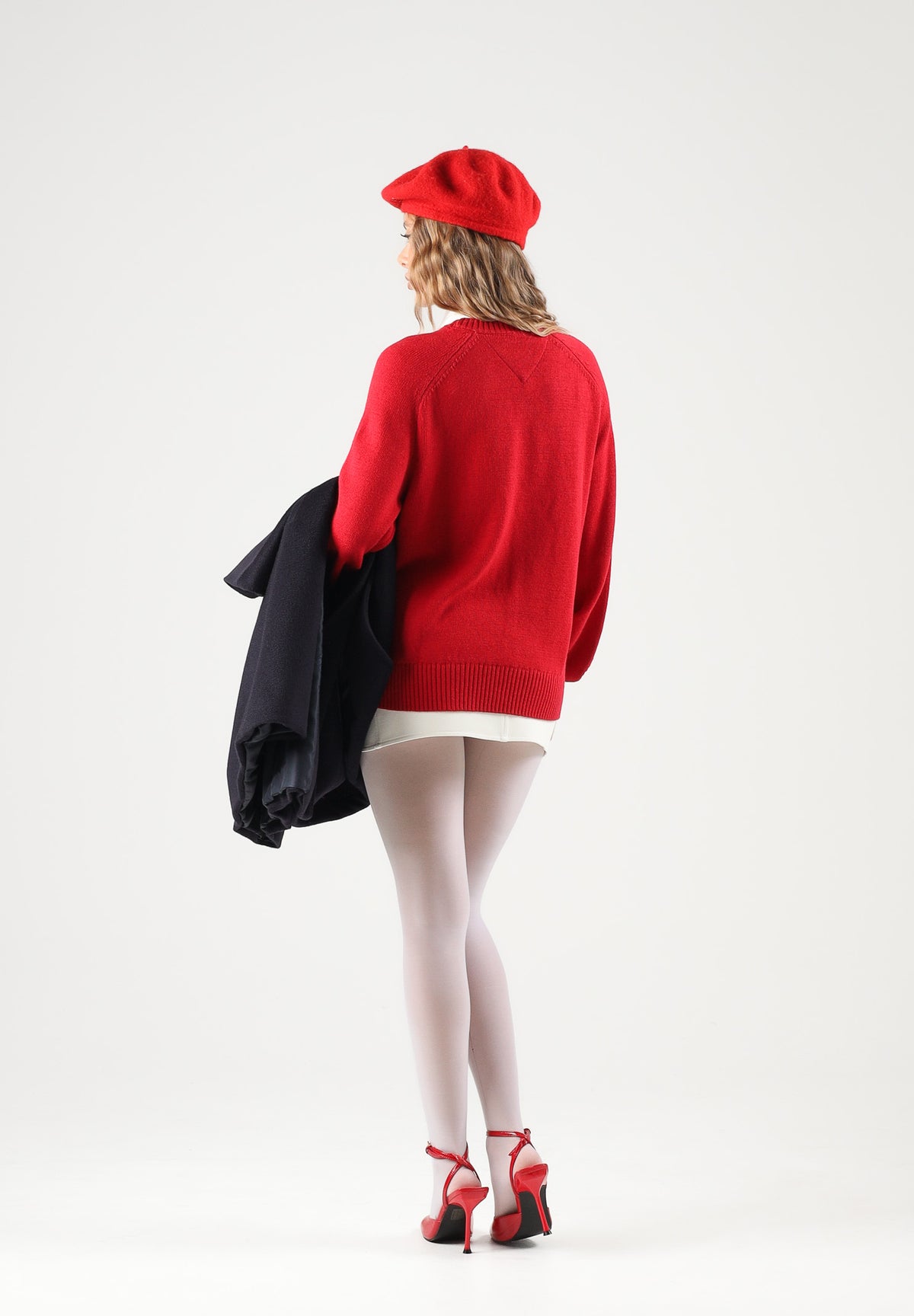TOMMY JEANS Maglione girocollo FLAG CREW NECK JUMPER red rubino rosso da donna DW0DW23450 XMD TOMMY JEANS