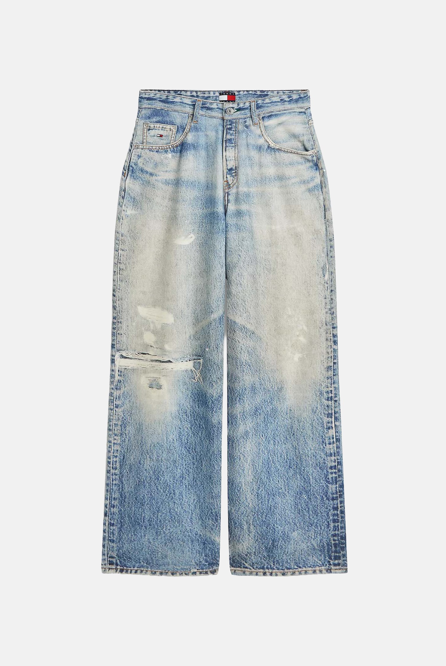 TOMMY JEANS jeans larghi a vita media con dettagli distressed Denim Medium blu denim donna. DW0DW23466 1A5 TOMMY JEANS