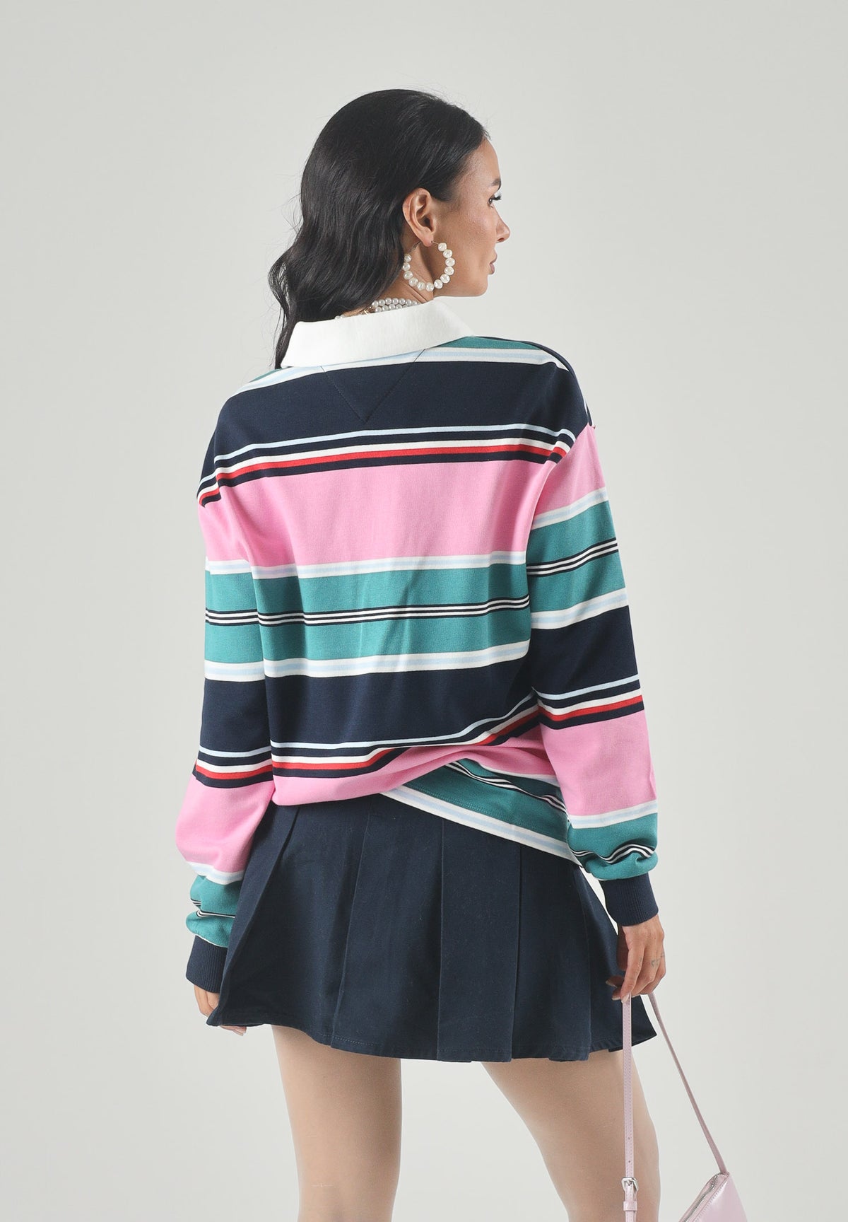 TOMMY JEANS Polo manica lunga multicolor da donna <BR/> DW0DW23483 0D2 TOMMY JEANS
