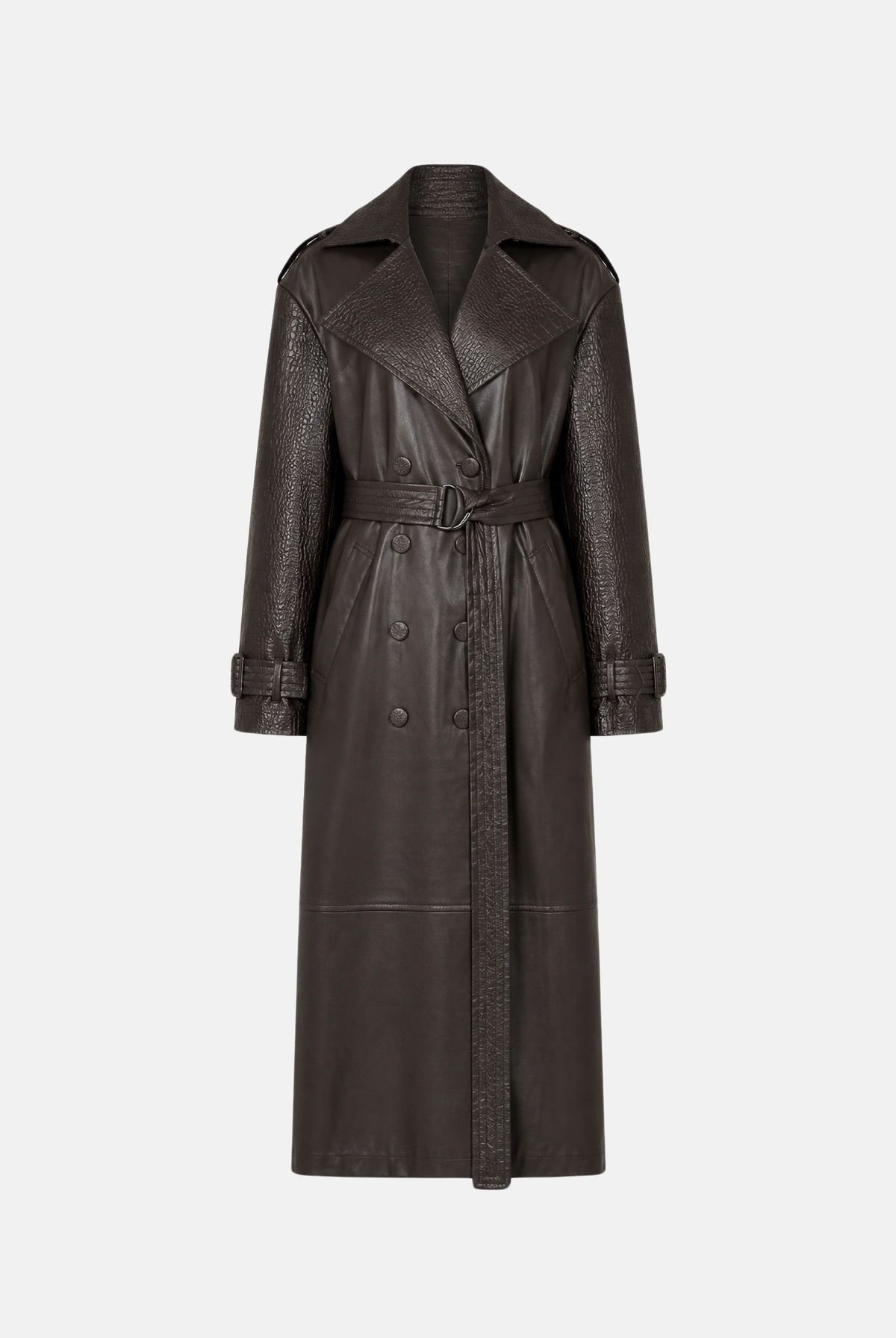TWENTY FOURHAITCH Cappotto lungo marrone per donna con cintura in vita e ampi revers sul collo. A0001MAR62A . TWENTY FOURHAITCH