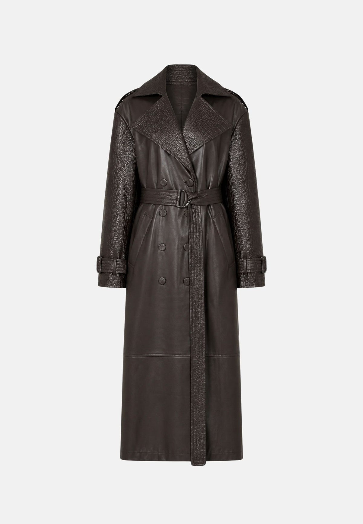 TWENTY FOURHAITCH Cappotto lungo marrone per donna con cintura in vita e ampi revers sul collo. A0001MAR62A . TWENTY FOURHAITCH