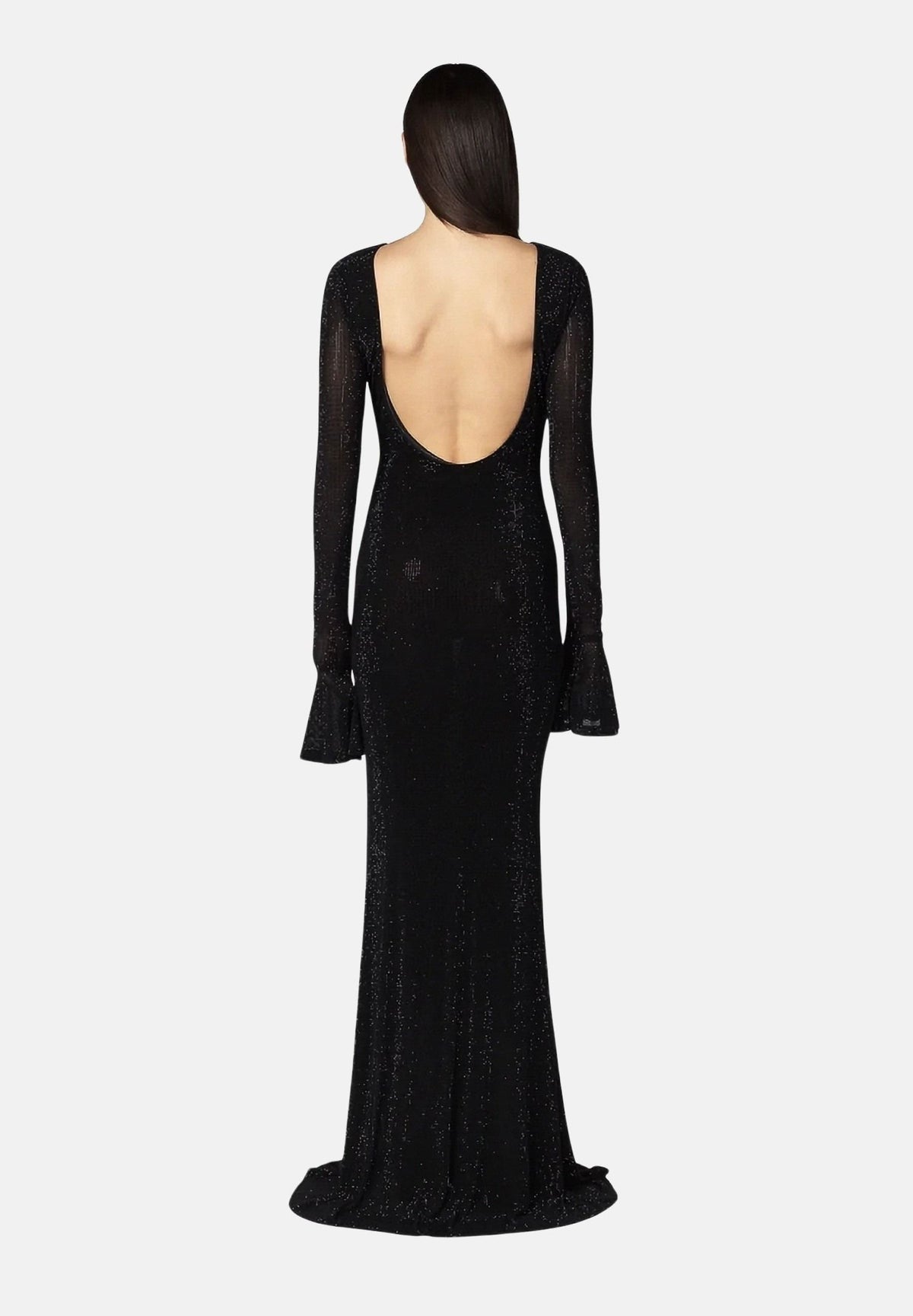 TWENTY FOURHAITCH Abito lungo nero da donna con maniche lunghe svasate e linea elegante A0016NER62A . TWENTY FOURHAITCH