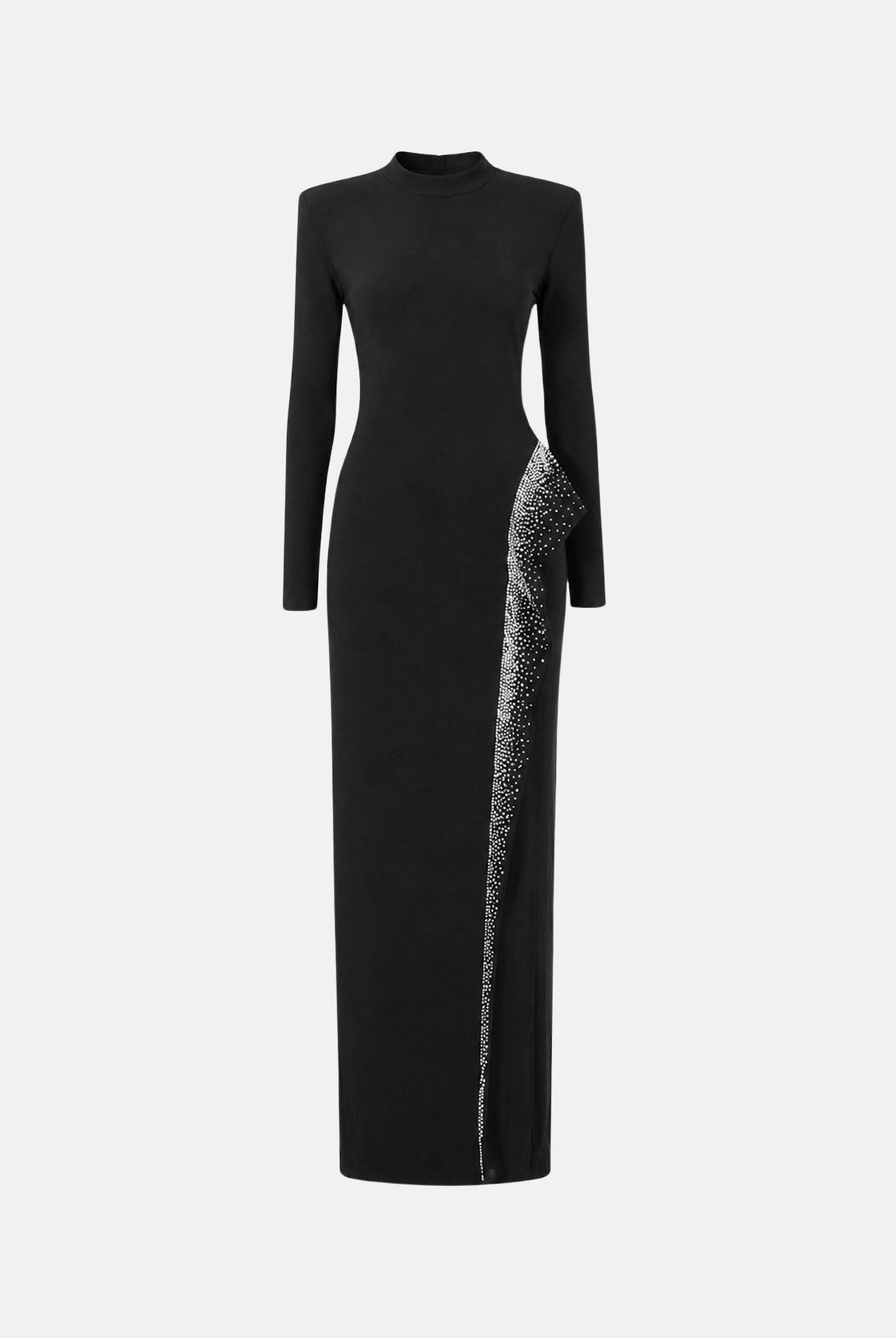 TWENTY FOURHAITCH Abito lungo con applicazione laterale luminosa Nero Donna. A0217NER62A . TWENTY FOURHAITCH