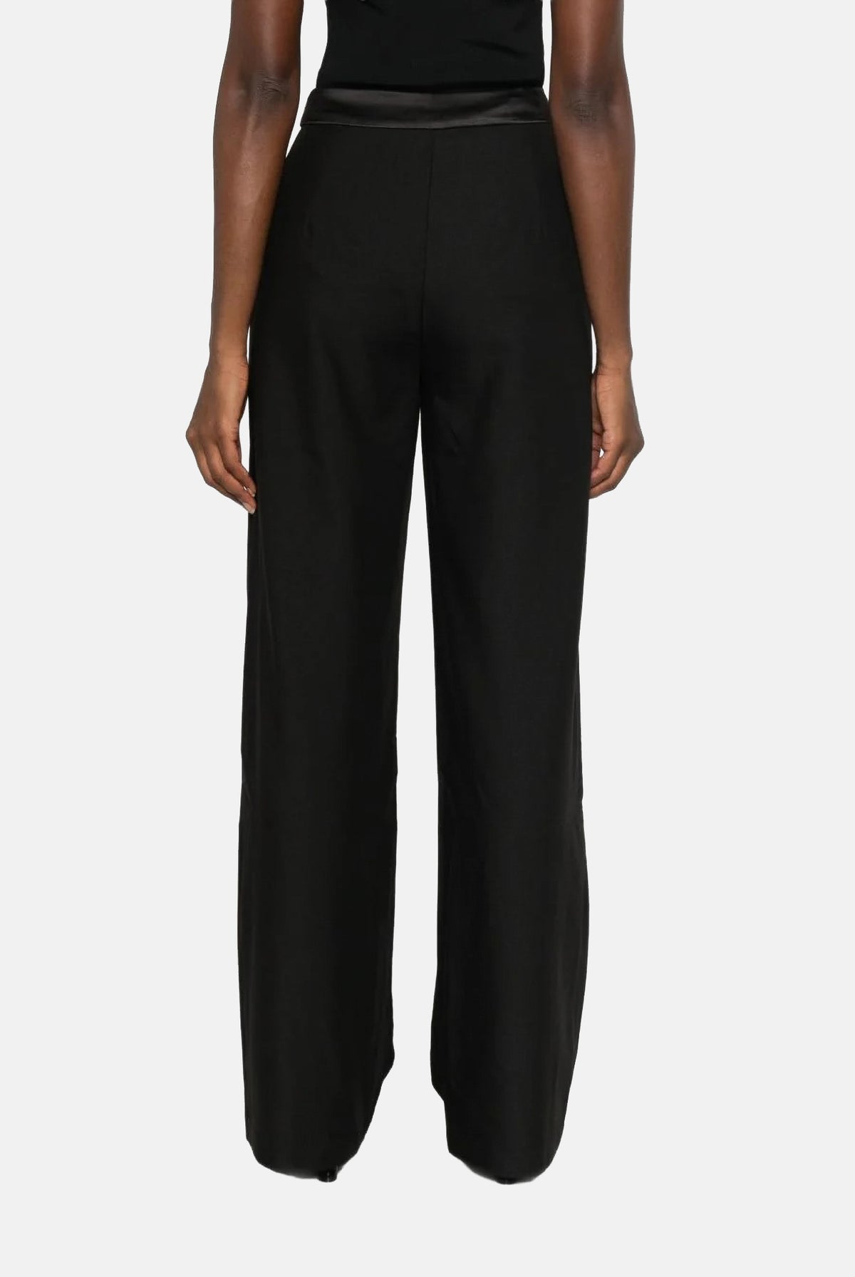 TWENTY FOURHAITCH Pantaloni PALAZZO TROUSERS nero da donna con gamba ampie e pieghe frontali. A0230NER62A . TWENTY FOURHAITCH
